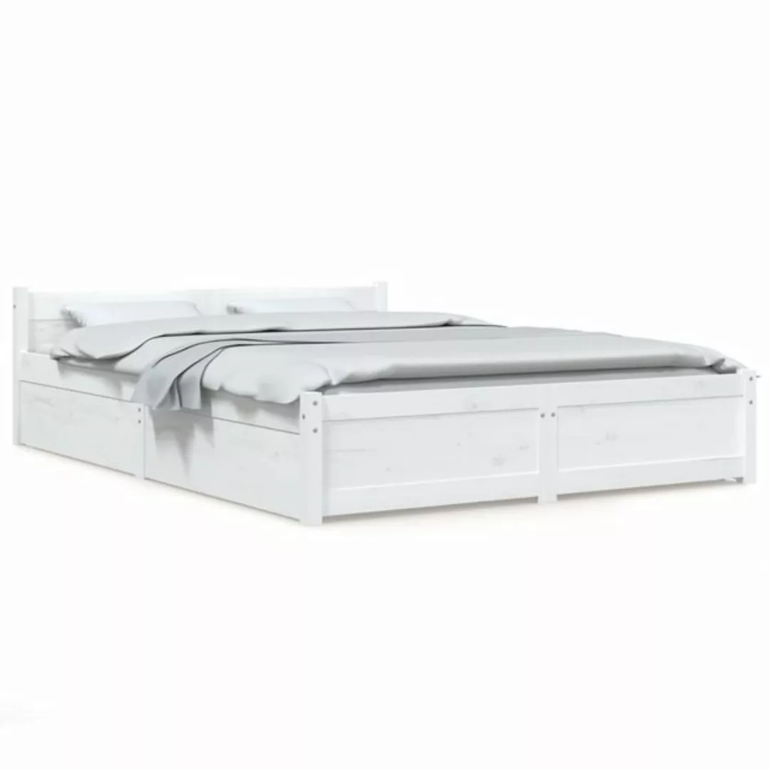 furnicato Bett mit Schubladen Weiß 140x200 cm günstig online kaufen