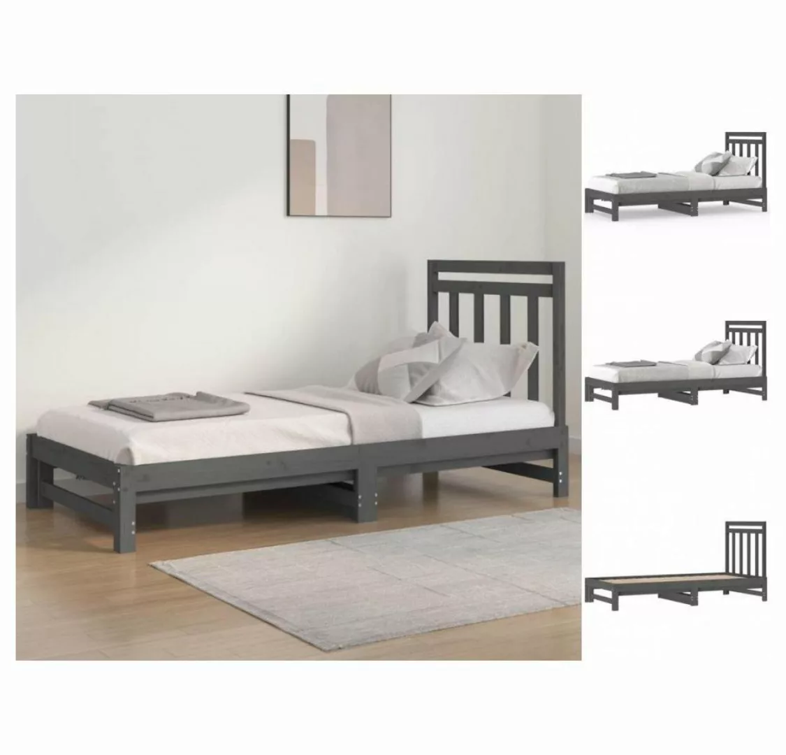 vidaXL Bettgestell Tagesbett Gästebett Ausziehbar Grau 2x90x200 cm Massivho günstig online kaufen