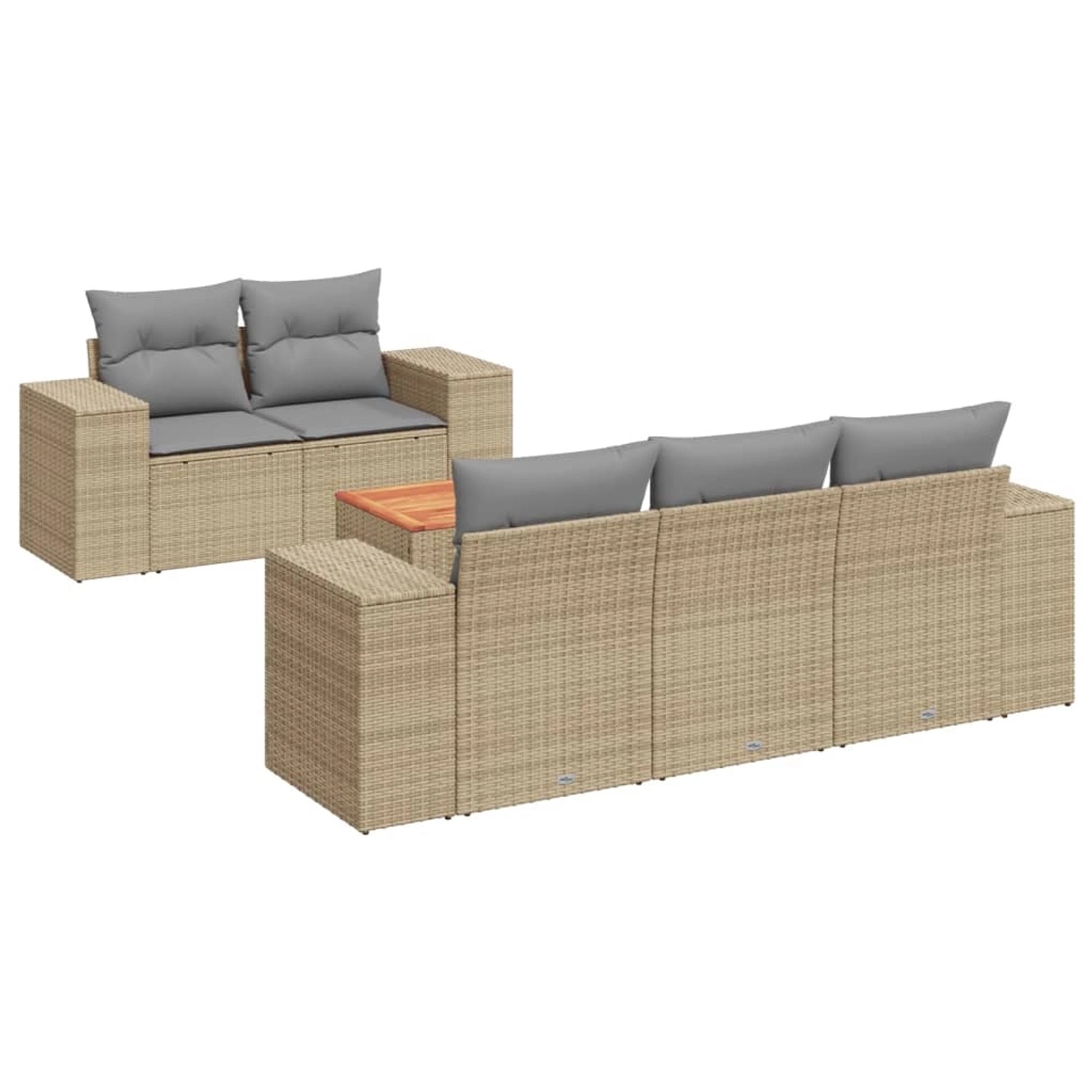 vidaXL 6-Tlg Garten-Sofagarnitur mit Kissen Beige Poly Rattan 3225331 günstig online kaufen
