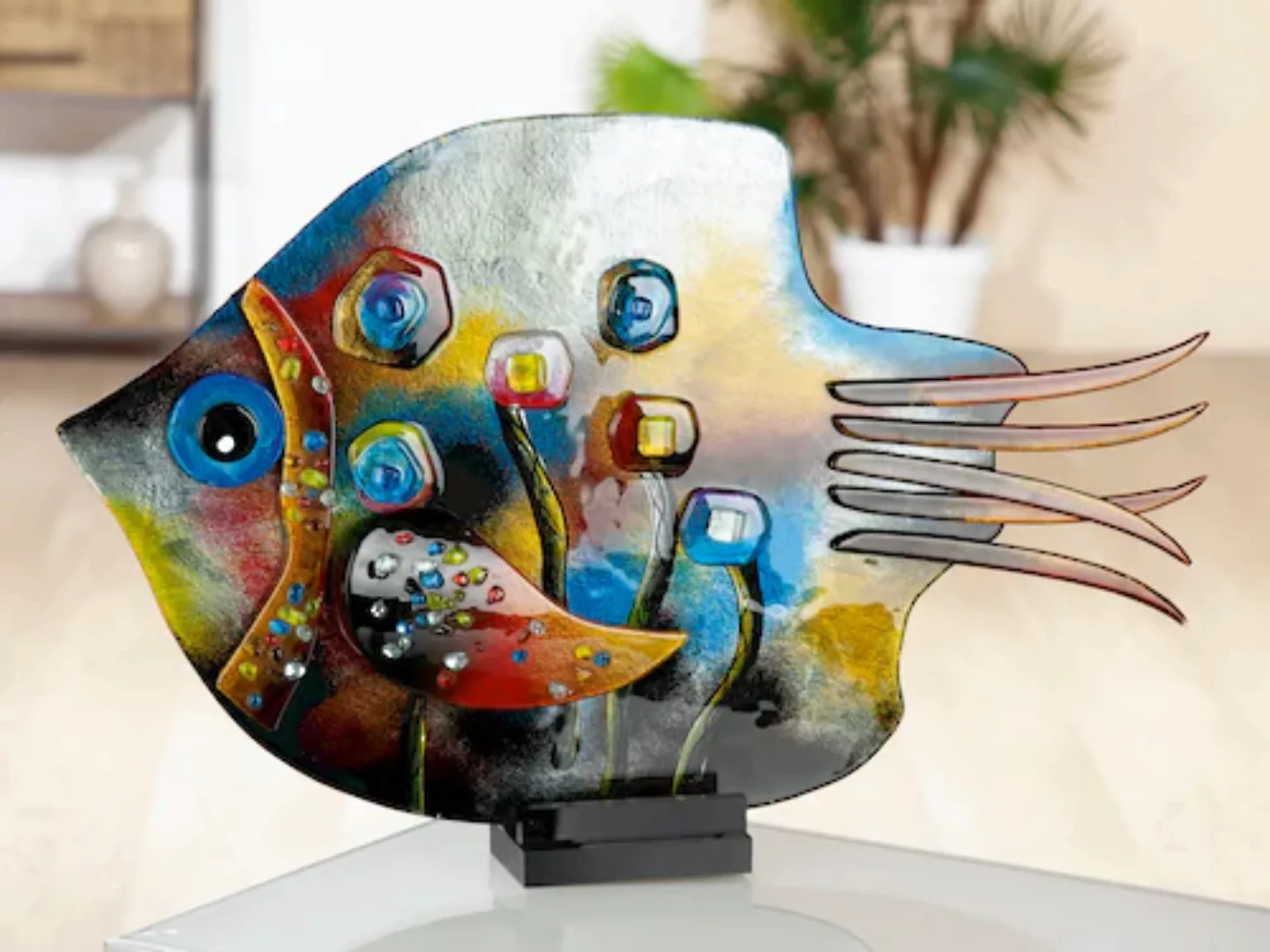 GILDE GLAS art Dekofigur »Skulptur Fisch Fresh Flowers«, bunt, Glas günstig online kaufen