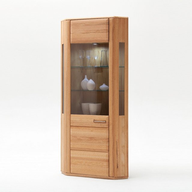 Empinio24 Eckvitrine Sanremo Breite 96 cm, mit 1x Holz/Glastür, Kernbuche t günstig online kaufen