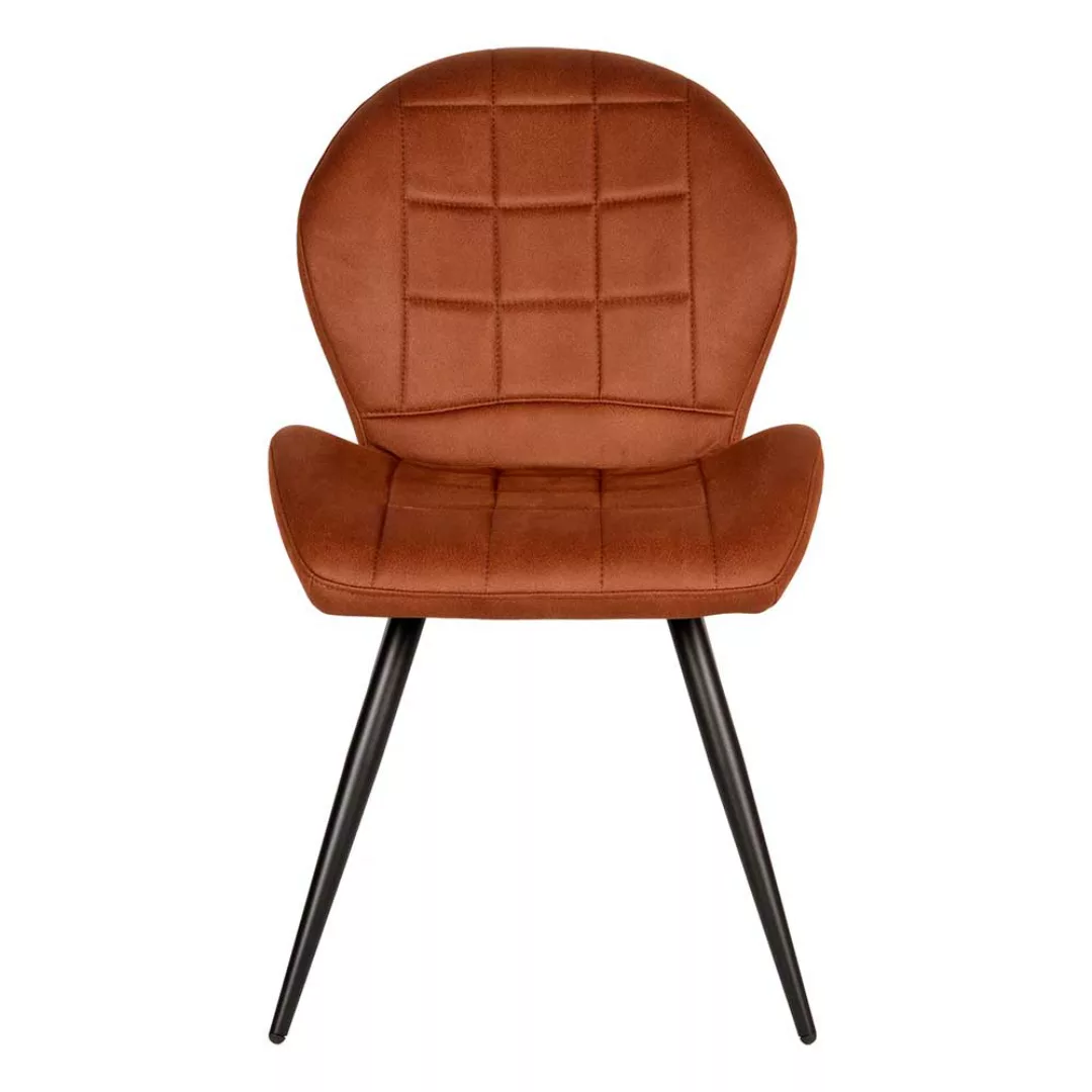 Esszimmer Polsterstuhl in Cognac Braun Microfaser modern (2er Set) günstig online kaufen