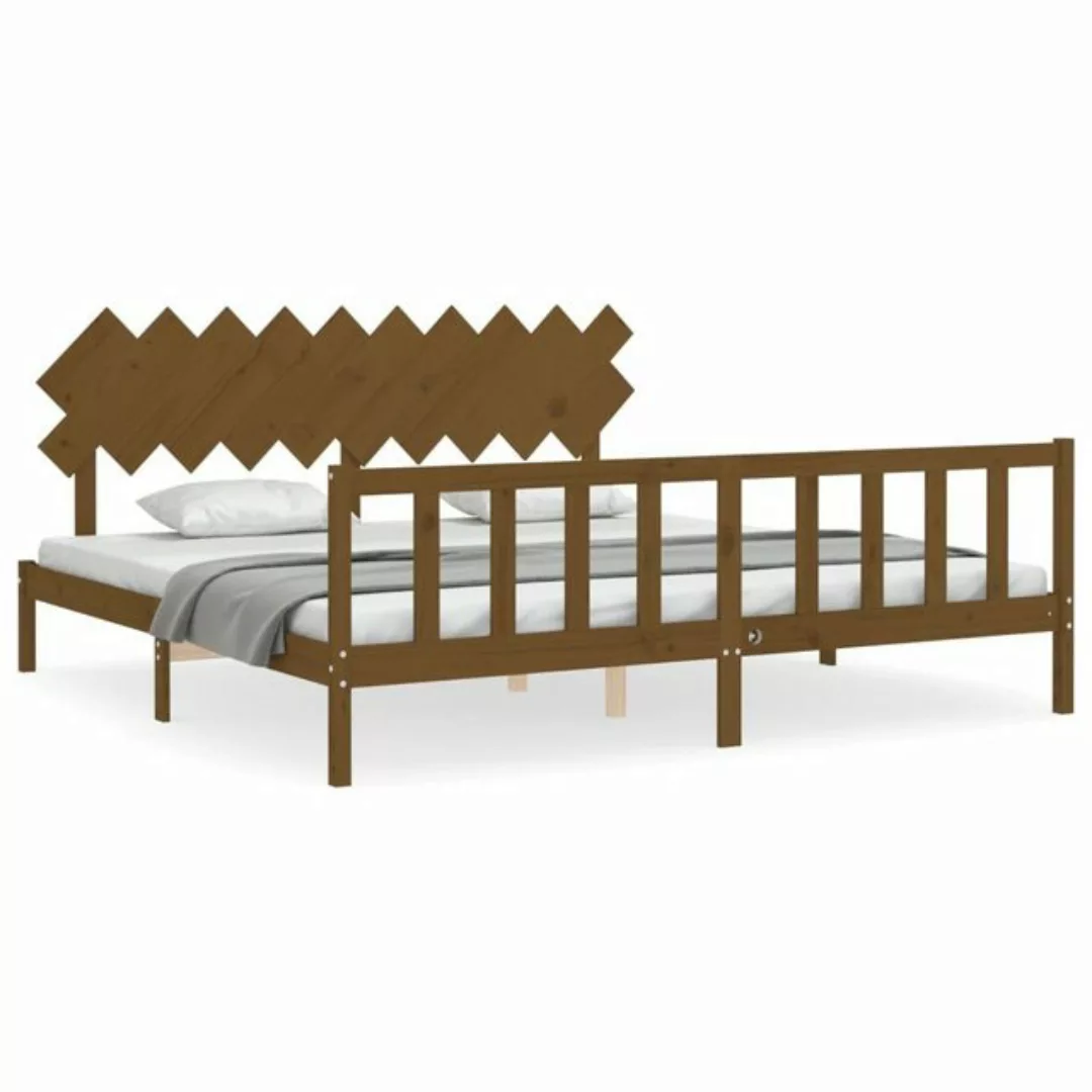 furnicato Bett Massivholzbett mit Kopfteil Honigbraun 200x200 cm günstig online kaufen