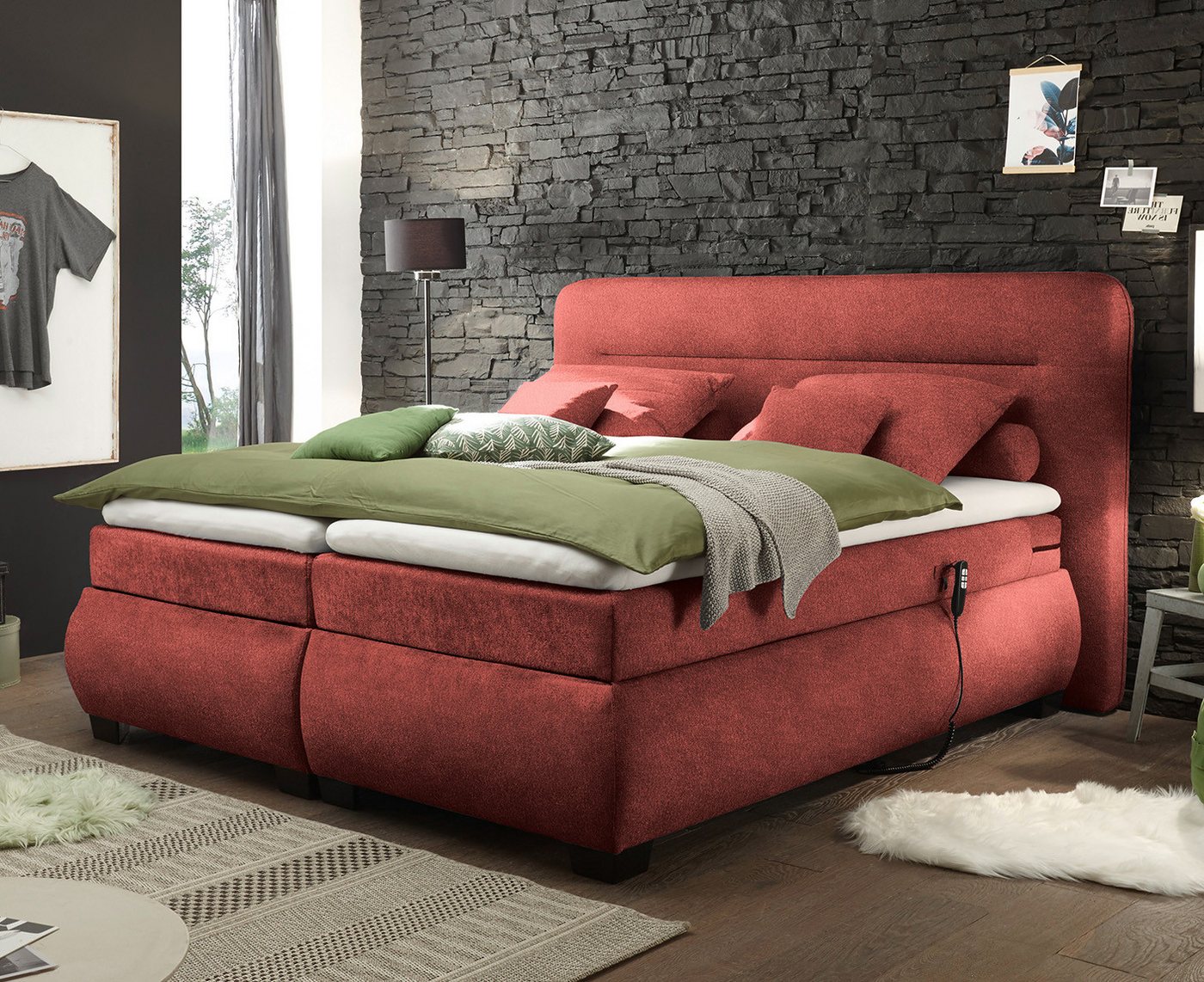 ED EXCITING DESIGN Boxspringliege (160 x 200 cm, Evolution), Rot günstig online kaufen