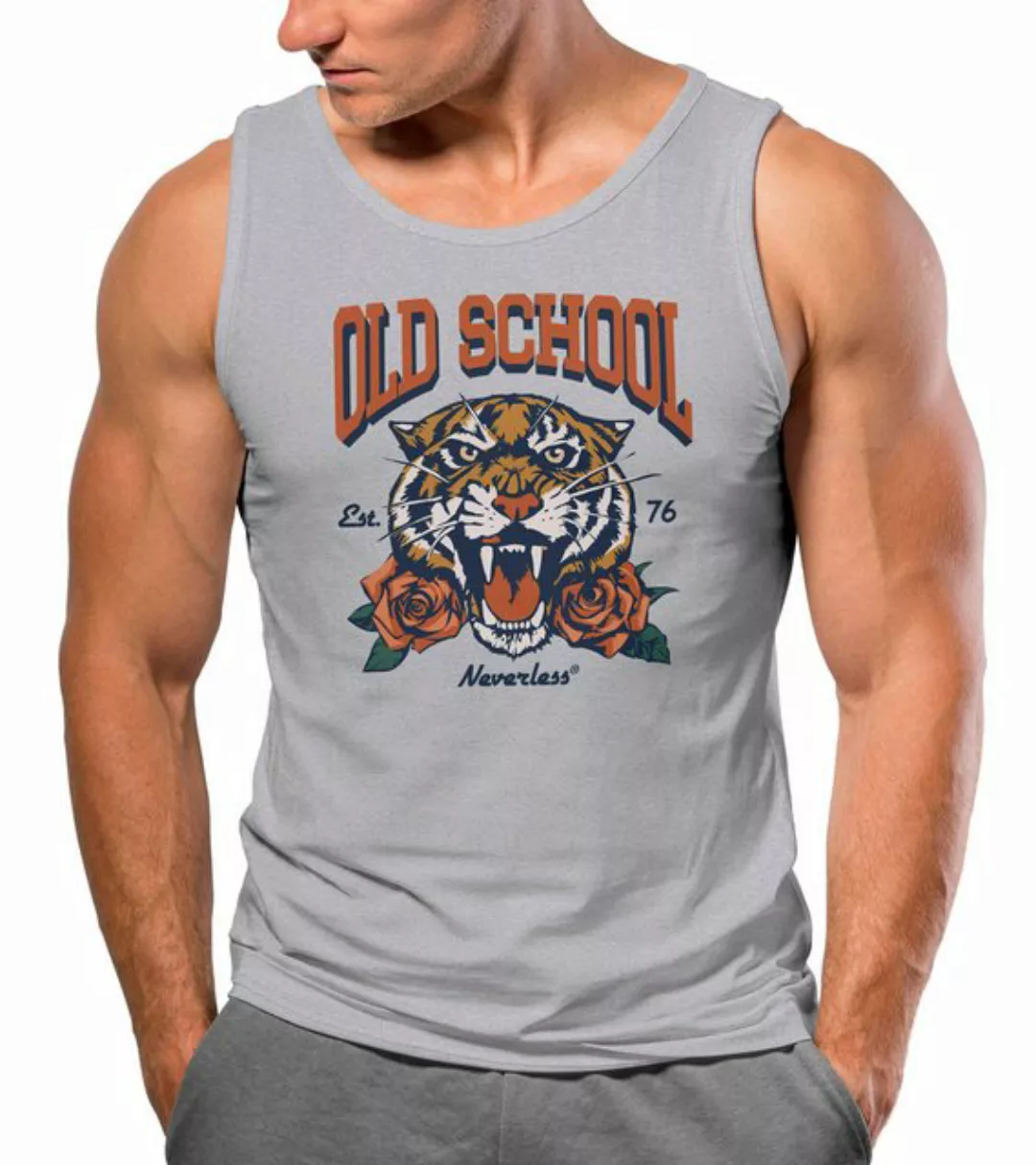 Neverless Tanktop Herren Tank-Top Print Tiger Rosen Old School Retro Vintag günstig online kaufen