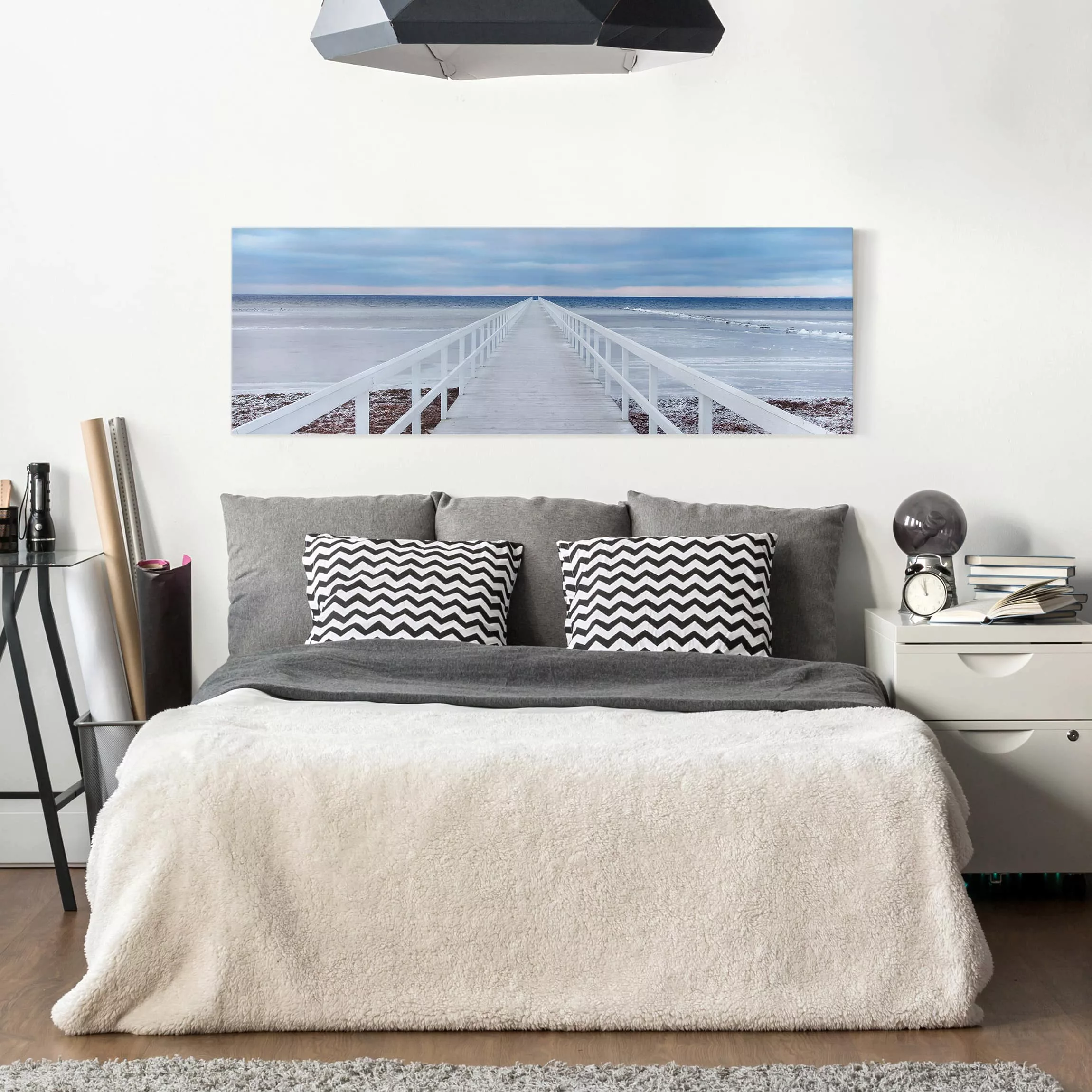 Leinwandbild Strand - Panorama Brücke in Schweden günstig online kaufen