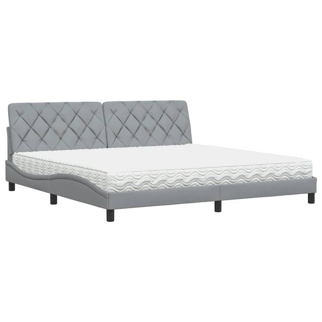 vidaXL Bett Bett mit Matratze Hellgrau 200x200 cm Stoff günstig online kaufen