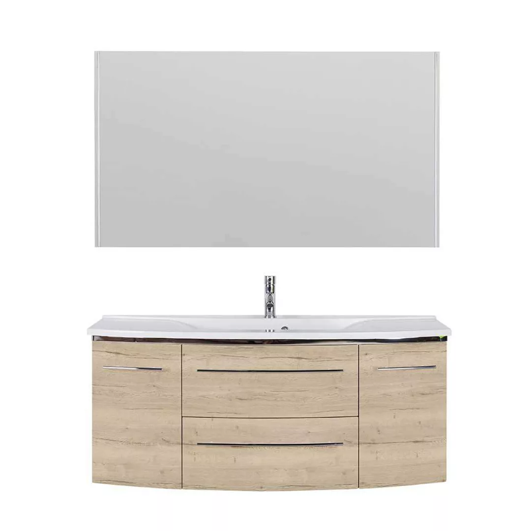 Waschplatz mit Spiegel in Eiche Bianco Touchwood Made in Germany (zweiteili günstig online kaufen