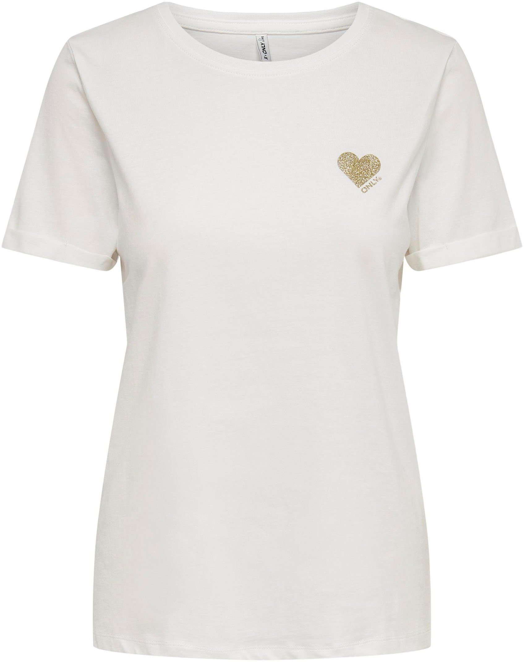ONLY Kurzarmshirt "ONLKITA – T-Shirt mit Logo-Print und Rundhalsausschnitt" günstig online kaufen
