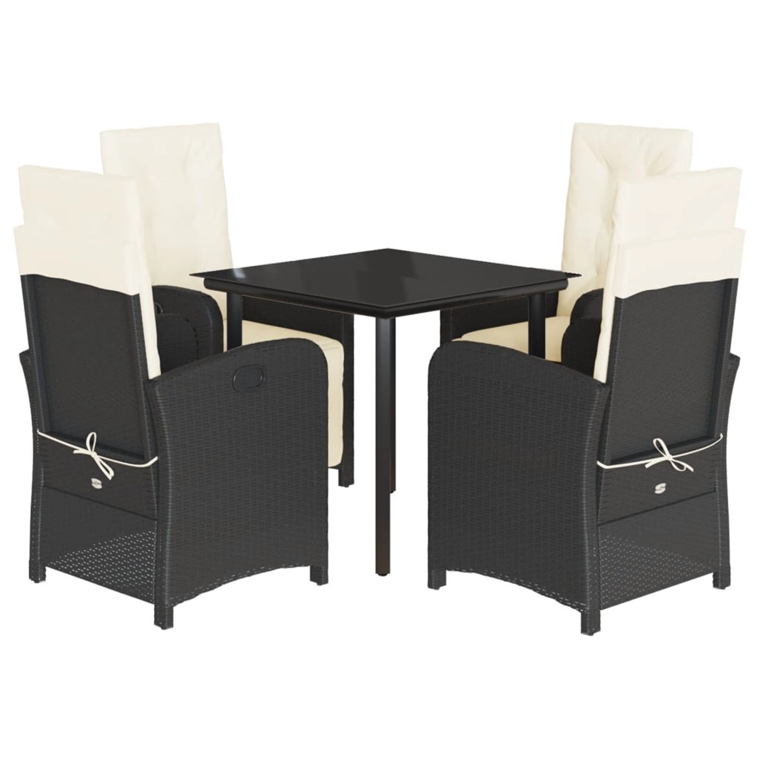 vidaXL 5-Tlg Garten-Essgruppe mit Kissen Schwarz Poly Rattan 3212302 günstig online kaufen