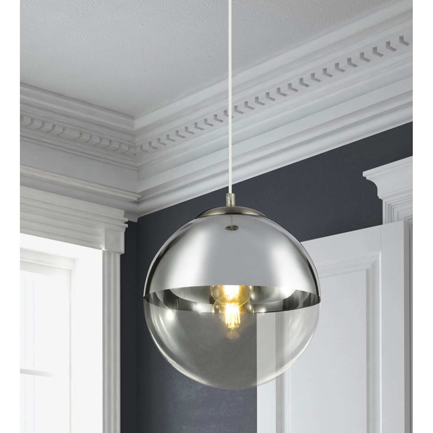 GLOBO Pendelleuchte nickel matt Metall H/D: ca. 120x30 cm E27 1 Brennstelle günstig online kaufen