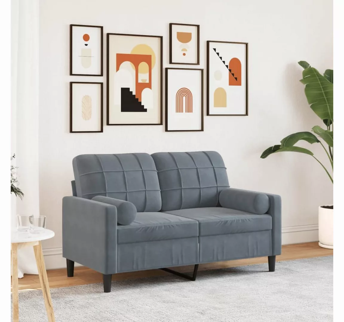 vidaXL Sofa, 2-Sitzer-Sofa mit Zierkissen Dunkelgrau 120 cm Samt günstig online kaufen