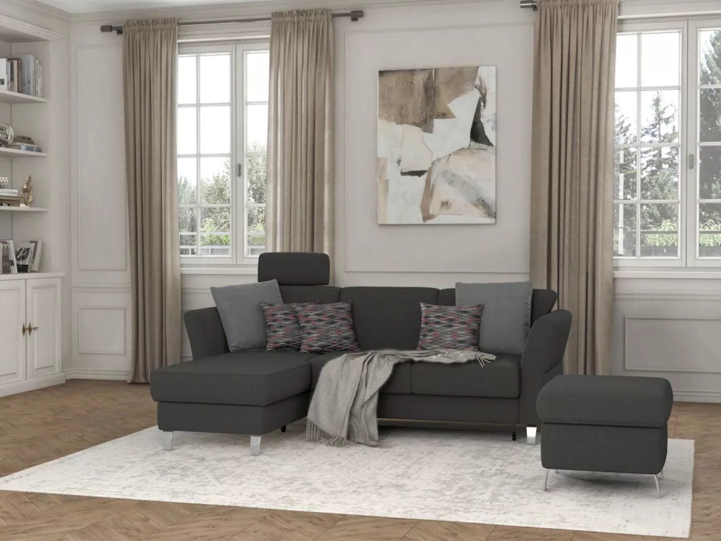 sit&more Ecksofa »Visby L-Form«, wahlweise mit Bettfunktion und Bettkasten, günstig online kaufen