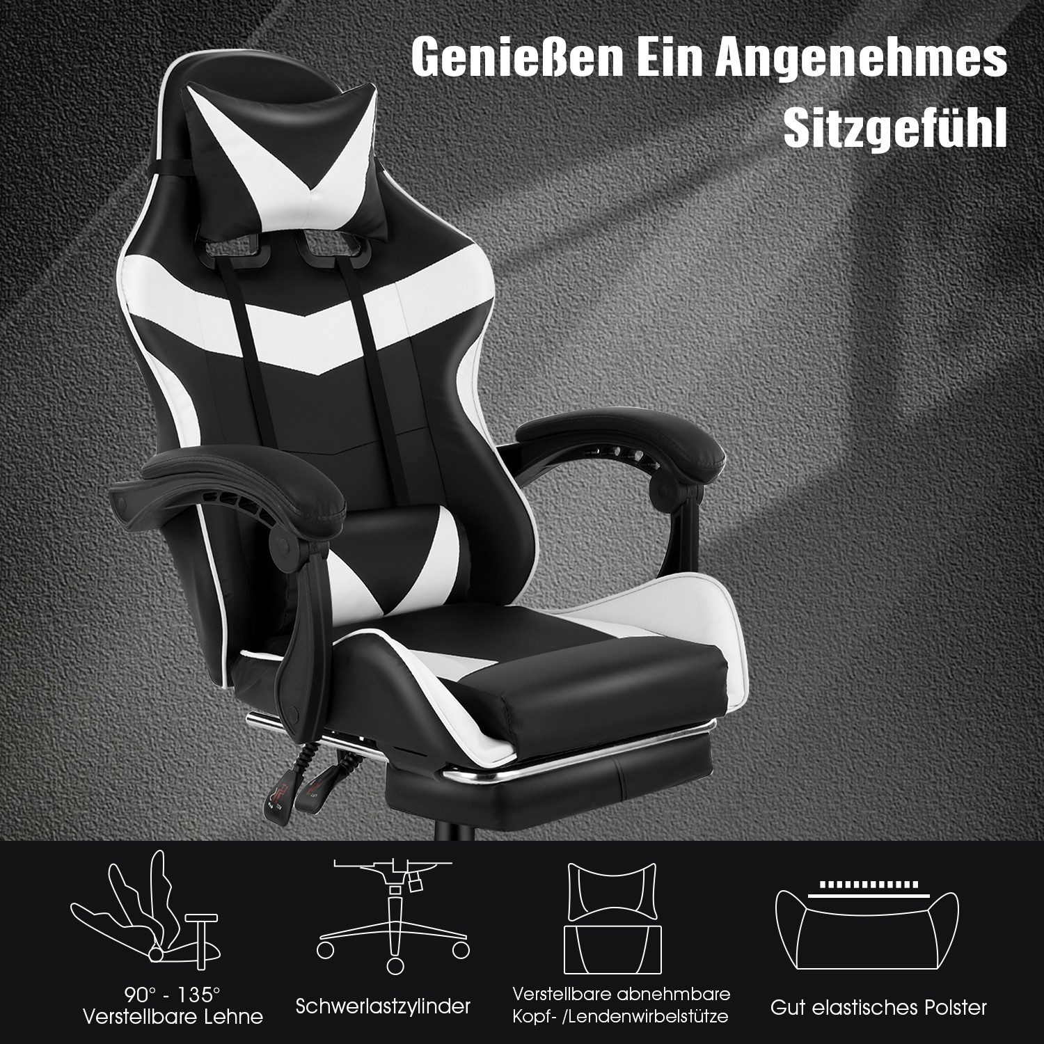 LOVONLIVE Gaming Chair Ergonomischer Gaming Stuhl günstig online kaufen