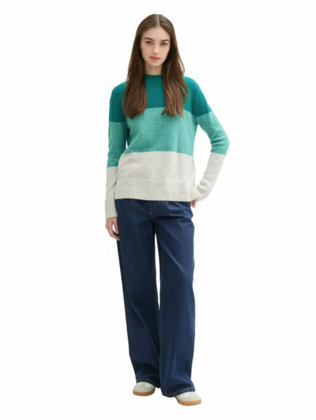 TOM TAILOR Denim Strickpullover mit Colour Blocking günstig online kaufen