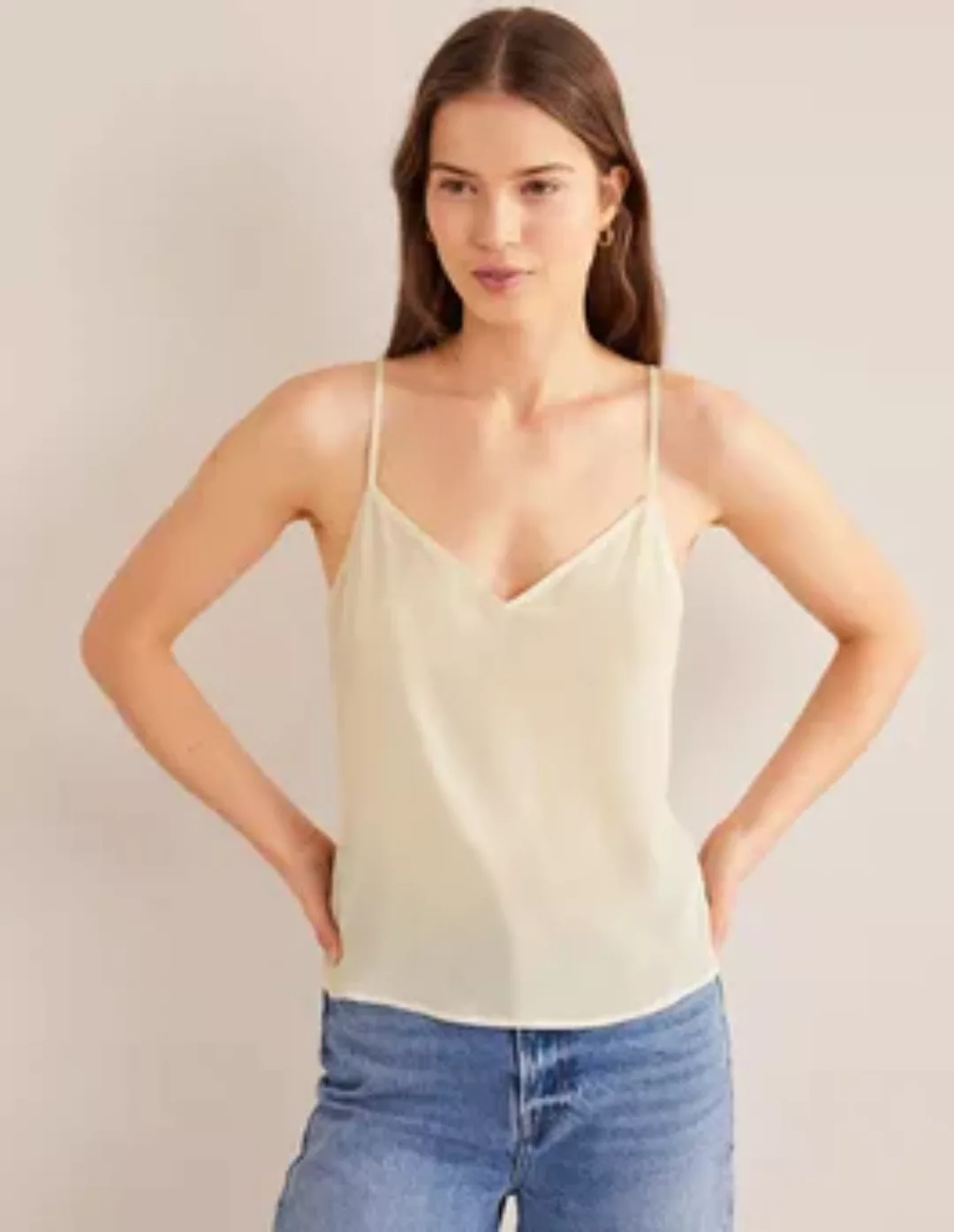 Trägerhemd aus Seide Damen Boden, Naturweiß günstig online kaufen