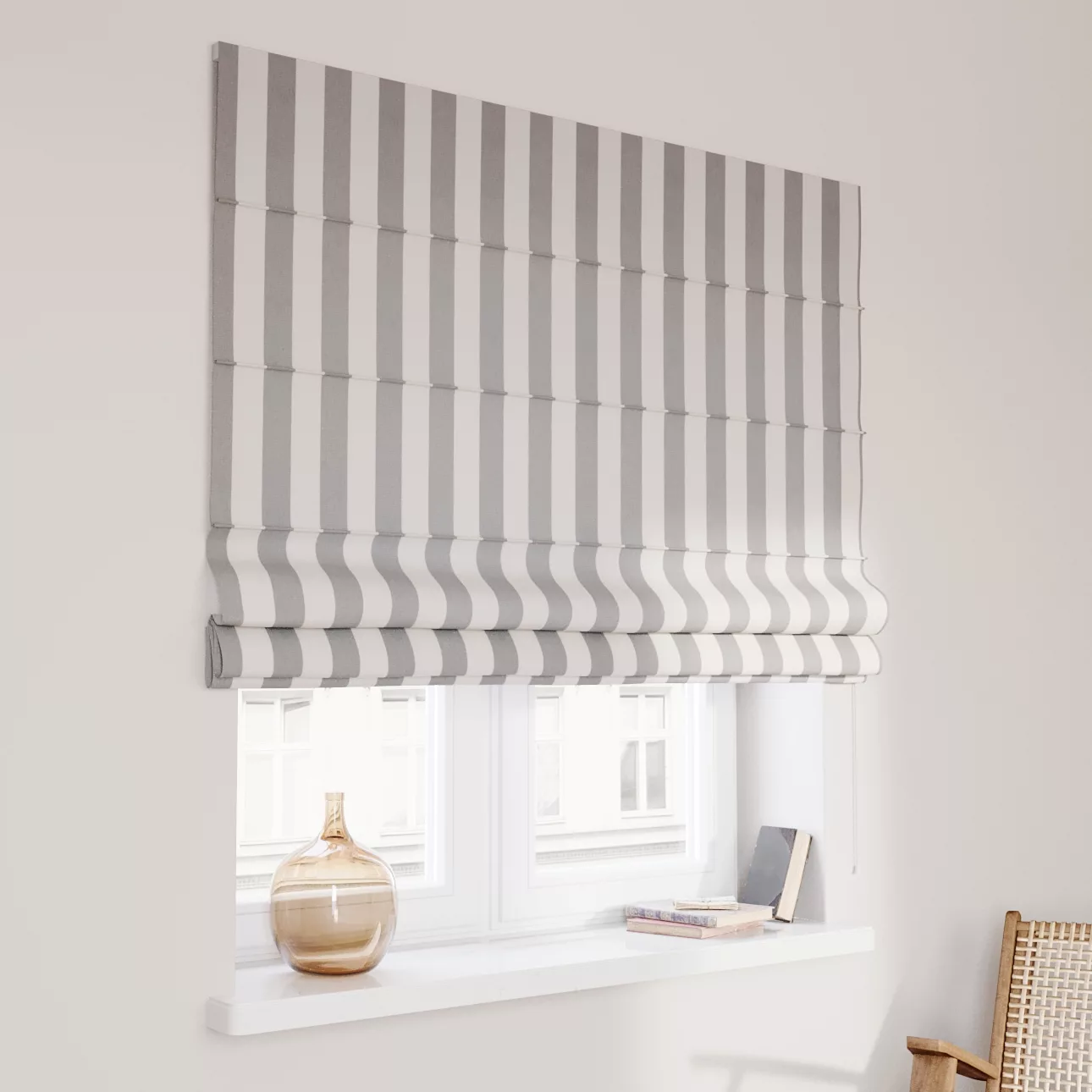 Dekoria Raffrollo Capri, weiß-grau, 50 x 60 cm günstig online kaufen