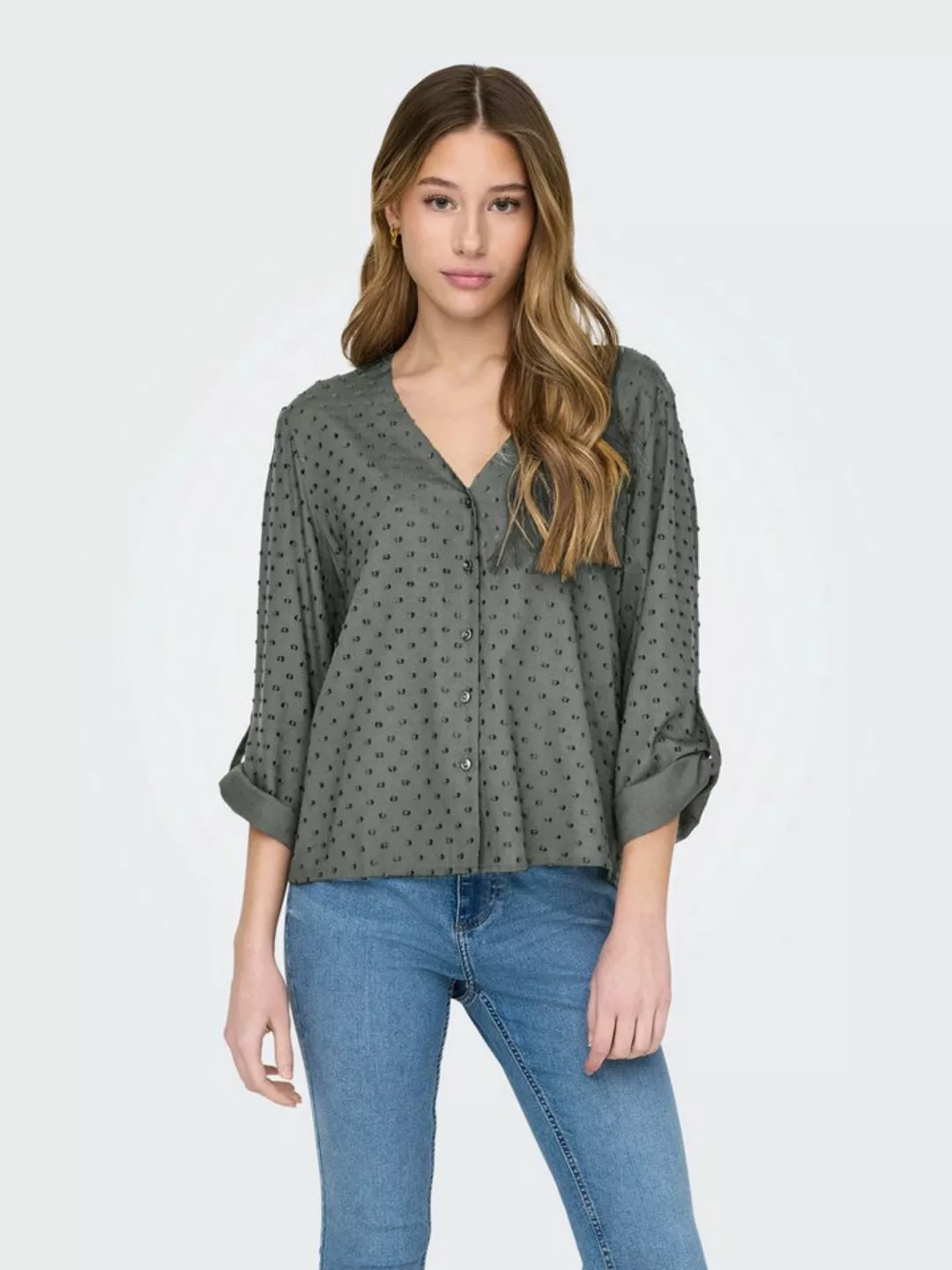 JACQUELINE de YONG Blusenshirt Bluse Haifischkragen Knopfleiste voluminöse günstig online kaufen