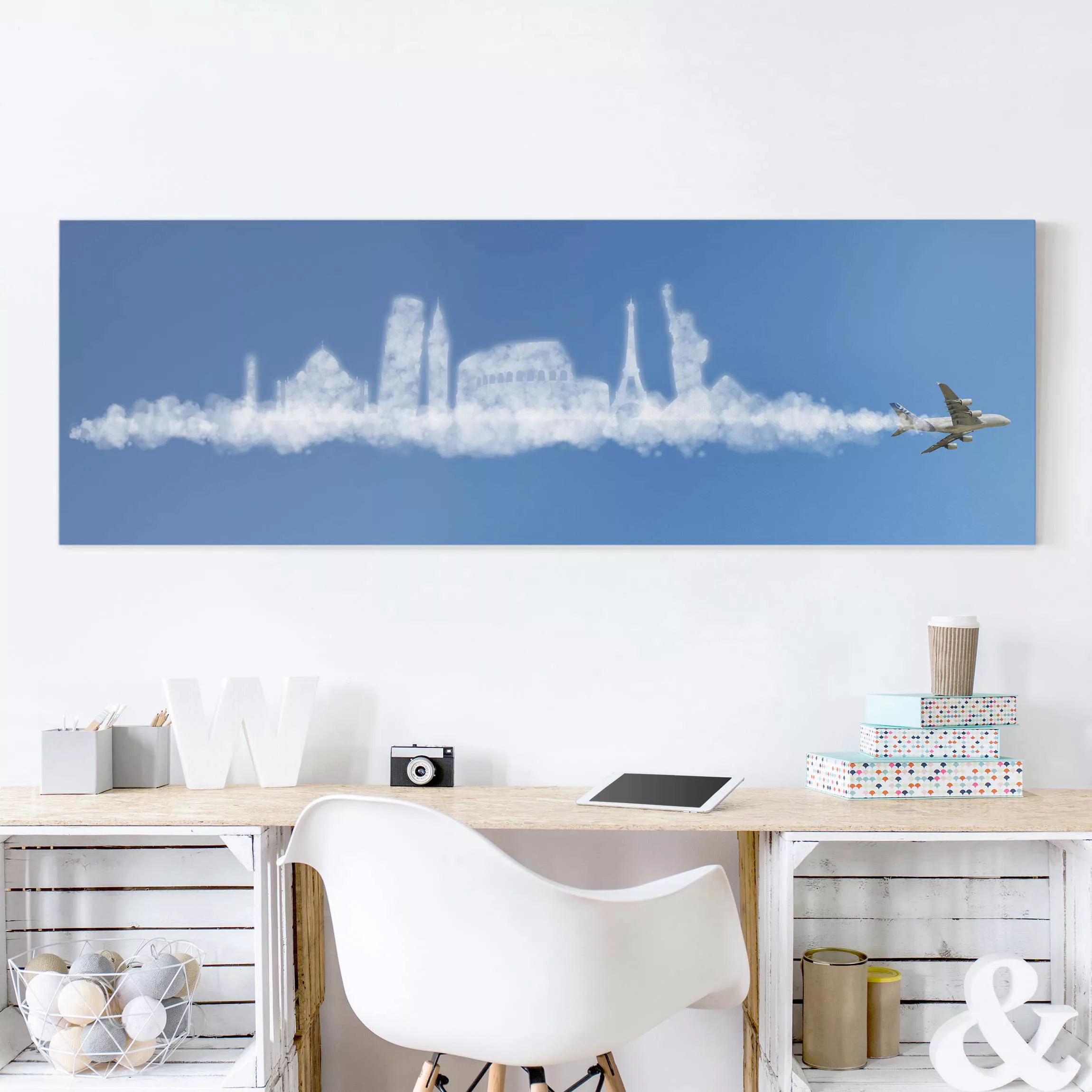 Leinwandbild Architektur & Skyline - Panorama Traumreise in den Wolken günstig online kaufen