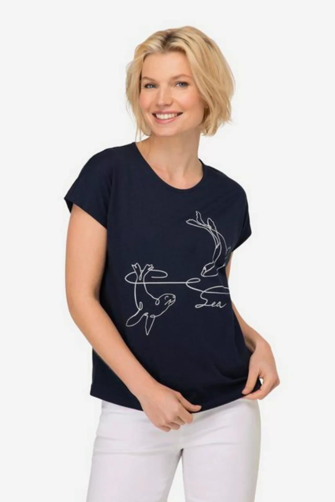 Laurasøn Rundhalsshirt T-Shirt Robben Print Rundhals Halbarm günstig online kaufen