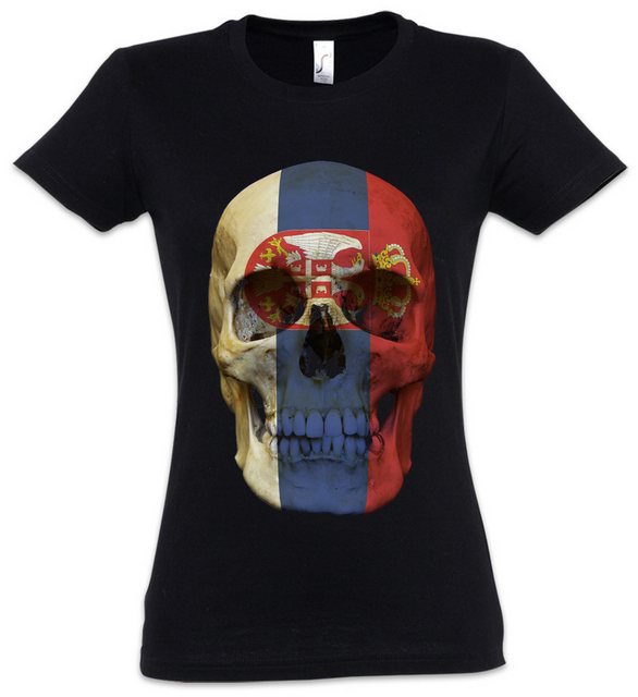 Urban Backwoods Print-Shirt Classic Serbia Skull Flag Damen T-Shirt Totenko günstig online kaufen