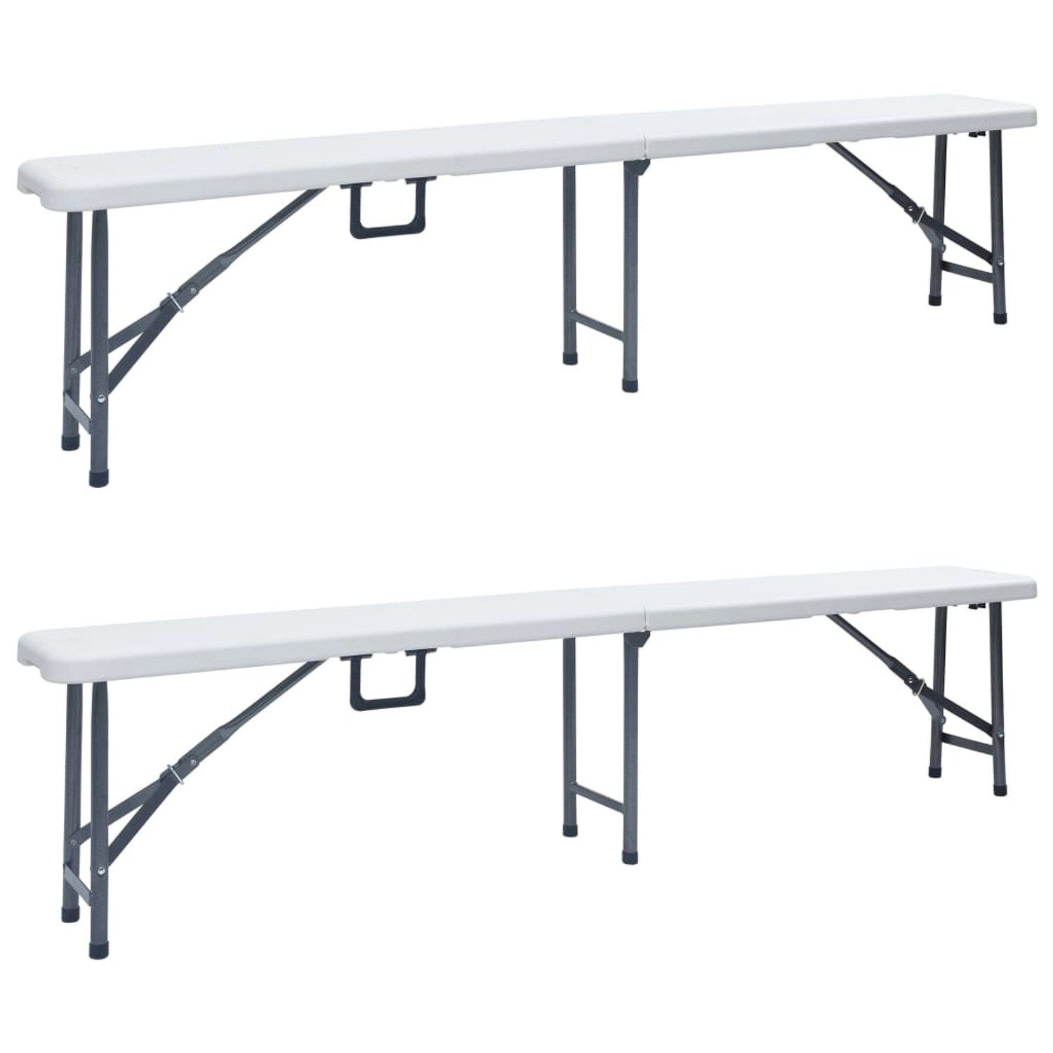 furnicato Klappbare Gartenbänke 2 Stk. 180 cm HDPE Weiß günstig online kaufen