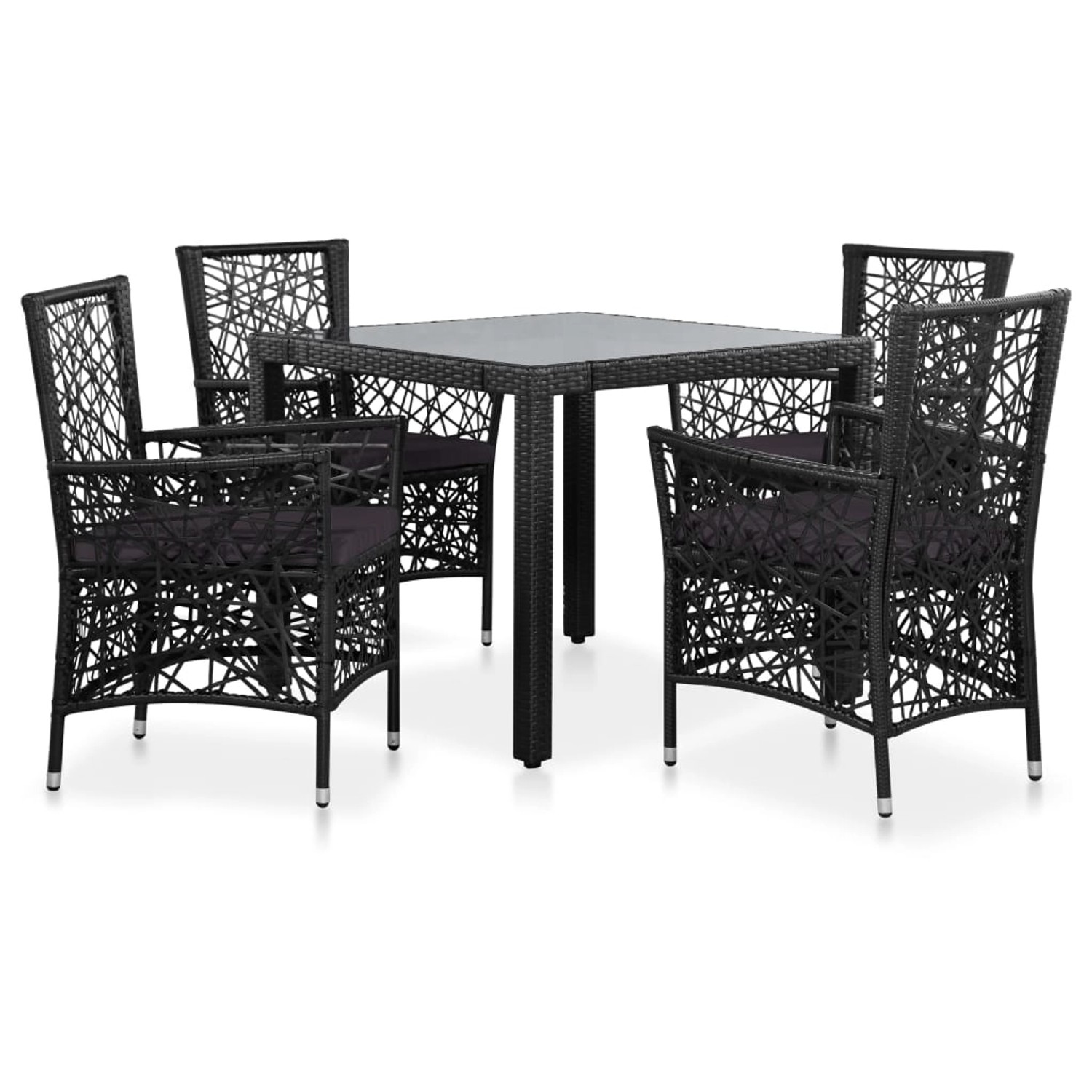 vidaXL 5-Tlg Garten-Essgruppe Poly Rattan Schwarz 44088 günstig online kaufen