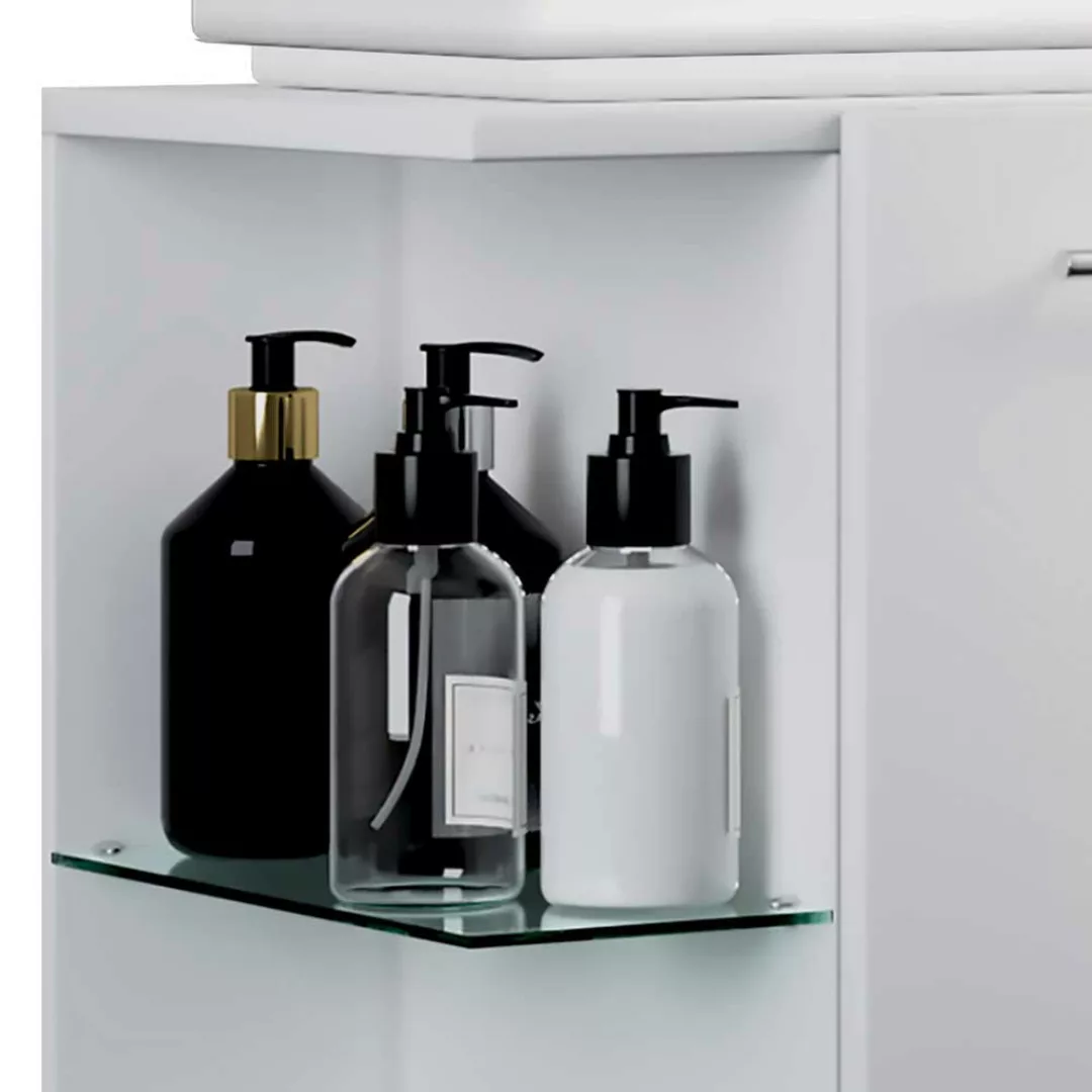 Waschtischunterschrank hängend in Weiß einem Aufsatzwaschbecken günstig online kaufen