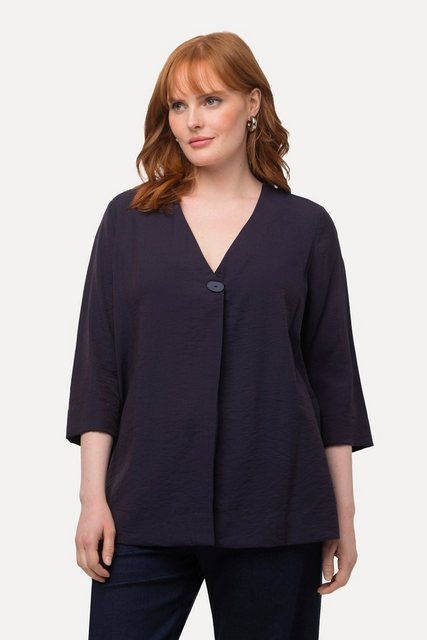 Ulla Popken Druckbluse Bluse Struktur Oversized V-Ausschnitt 3/4-Arm günstig online kaufen