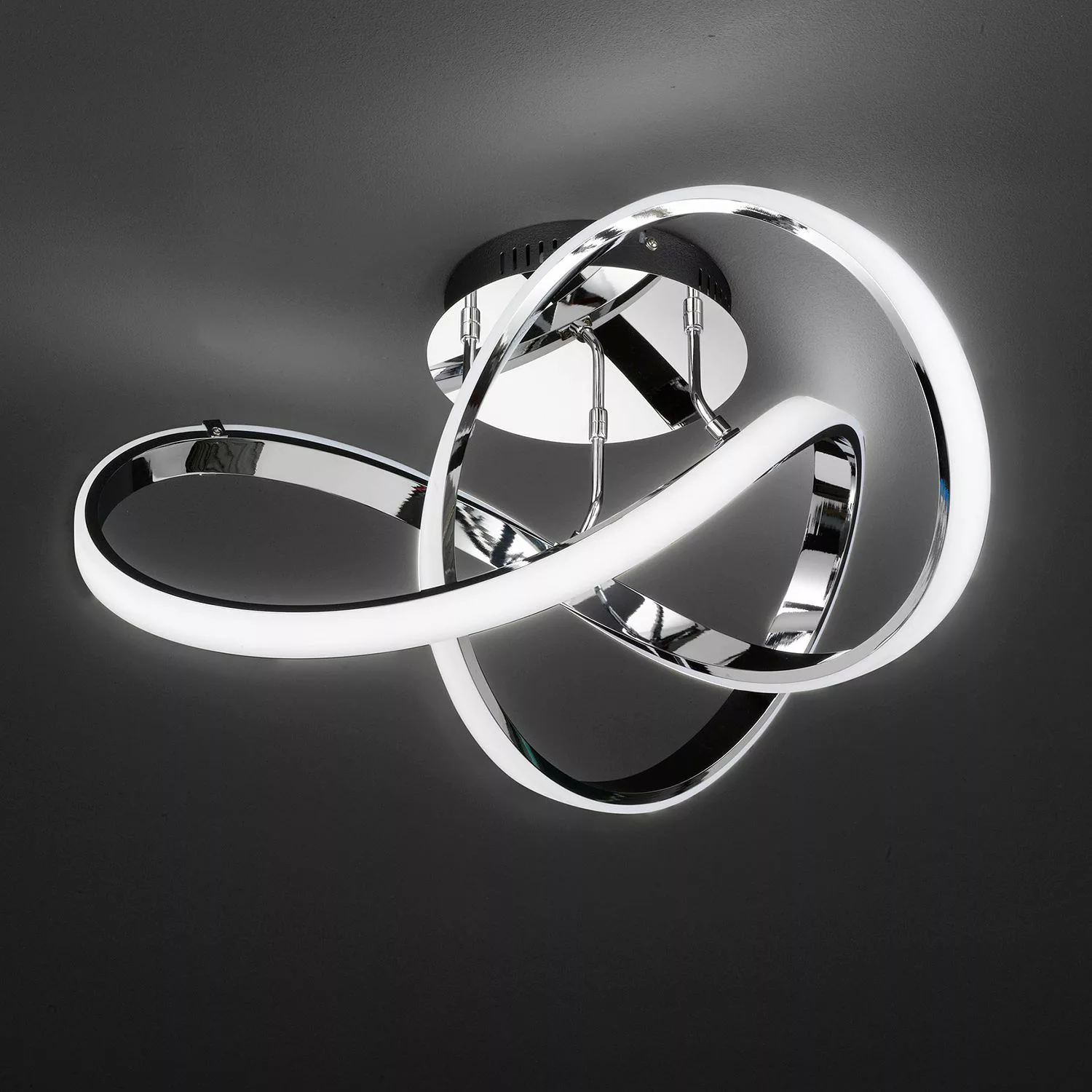 Wofi LED-Deckenleuchte, chrom, geschwungen - silber - 55 cm - 27 cm - 55 cm günstig online kaufen