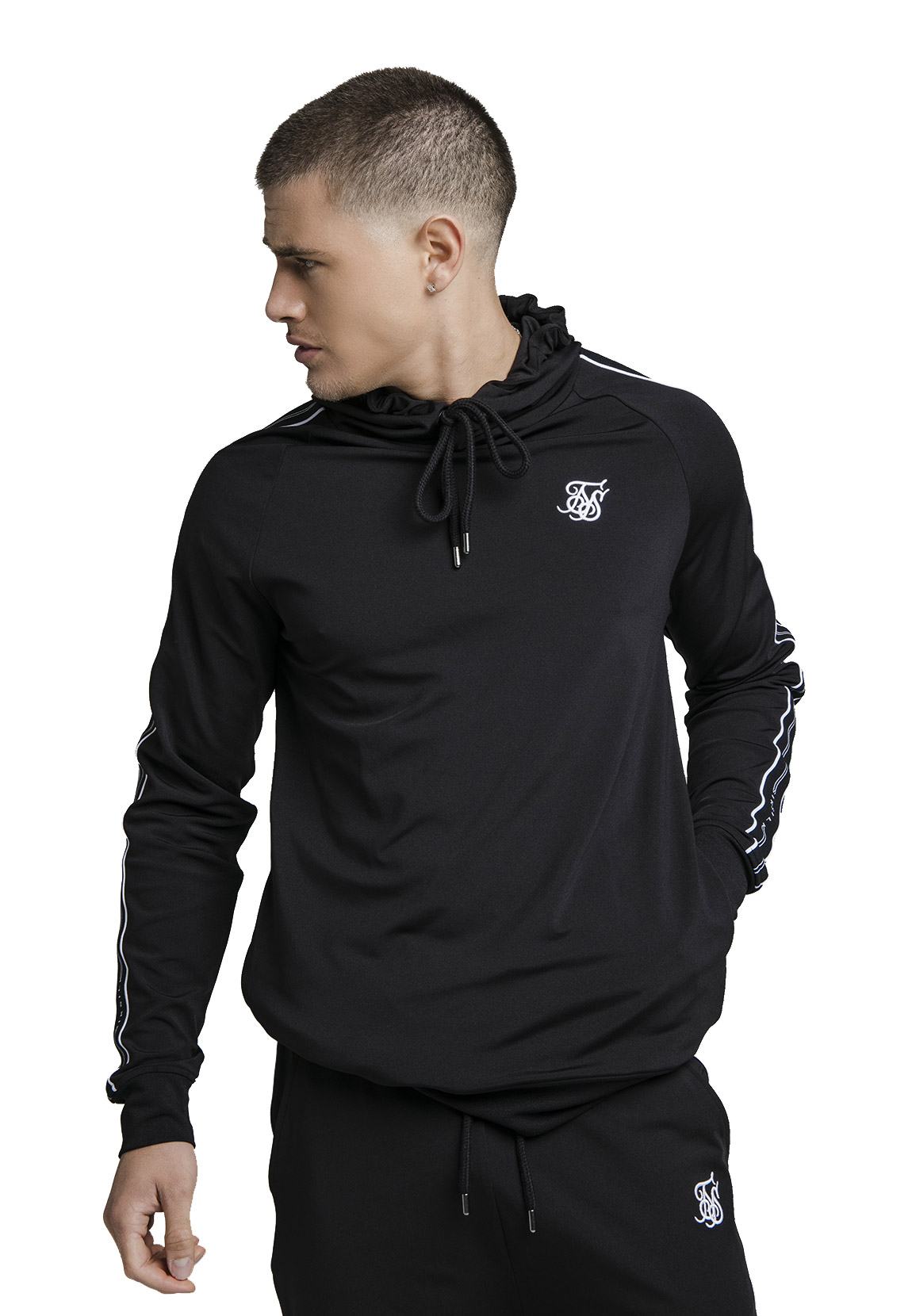 SikSilk Herren Hoodie STATUS TAPE OVERHEAD HOODIE SS-18621 Black Schwarz günstig online kaufen