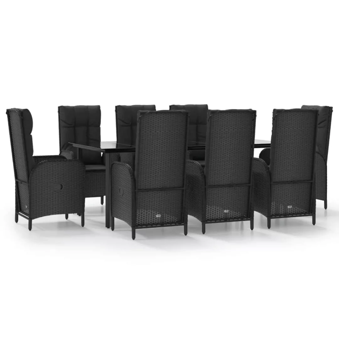 Vidaxl 9-tlg. Garten-lounge-set Mit Kissen Schwarz Poly Rattan günstig online kaufen