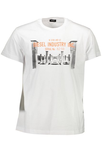 Diesel T-Shirt Herren Kurzarm T-Shirt Weiß Rundhals mit Print und günstig online kaufen