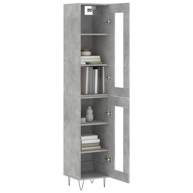 vidaXL Vitrine Highboard Betongrau 34,5x34x180 cm Spanplatte Glas Vitrine günstig online kaufen