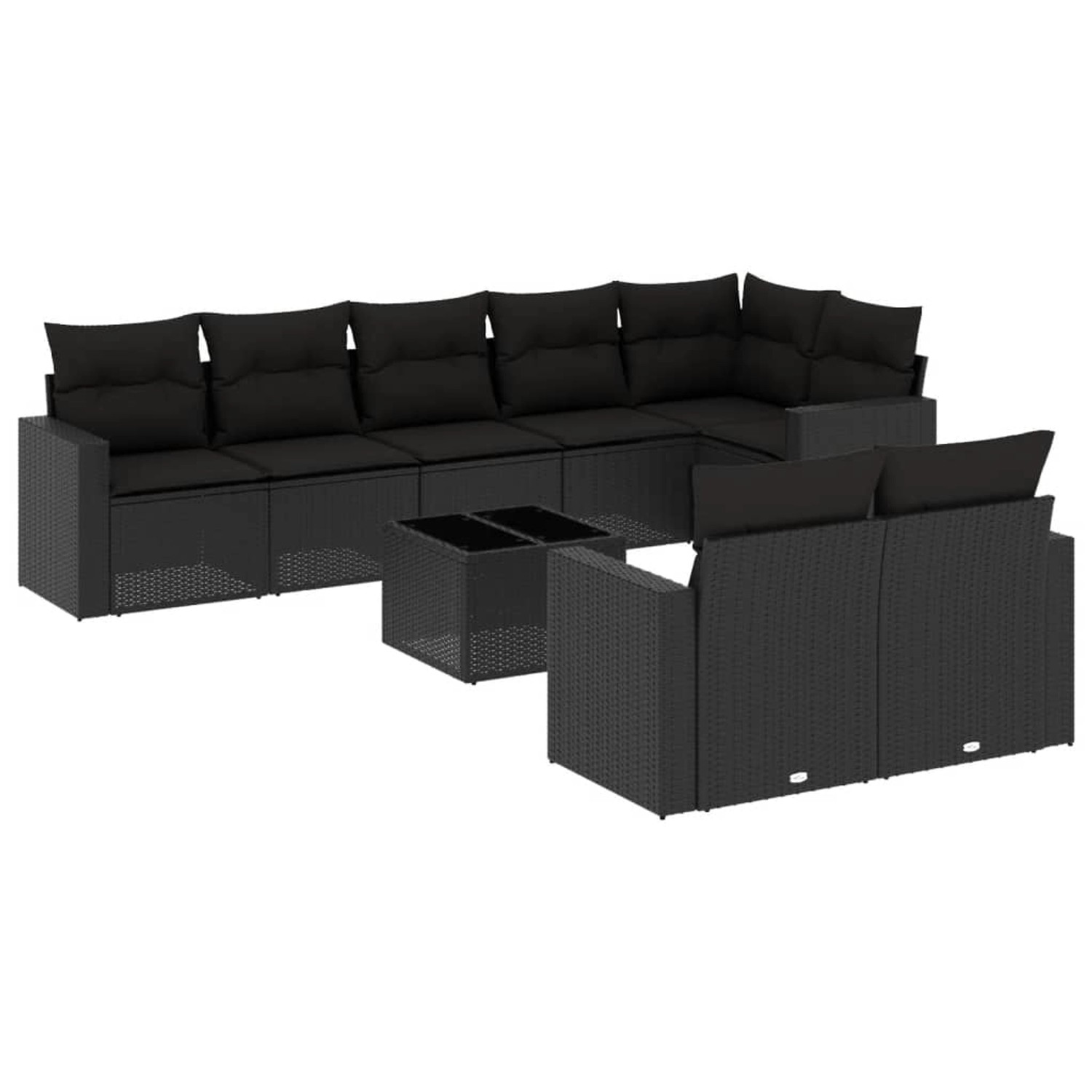 vidaXL 9-tlg Garten-Sofagarnitur mit Kissen Schwarz Poly Rattan Modell 38 günstig online kaufen