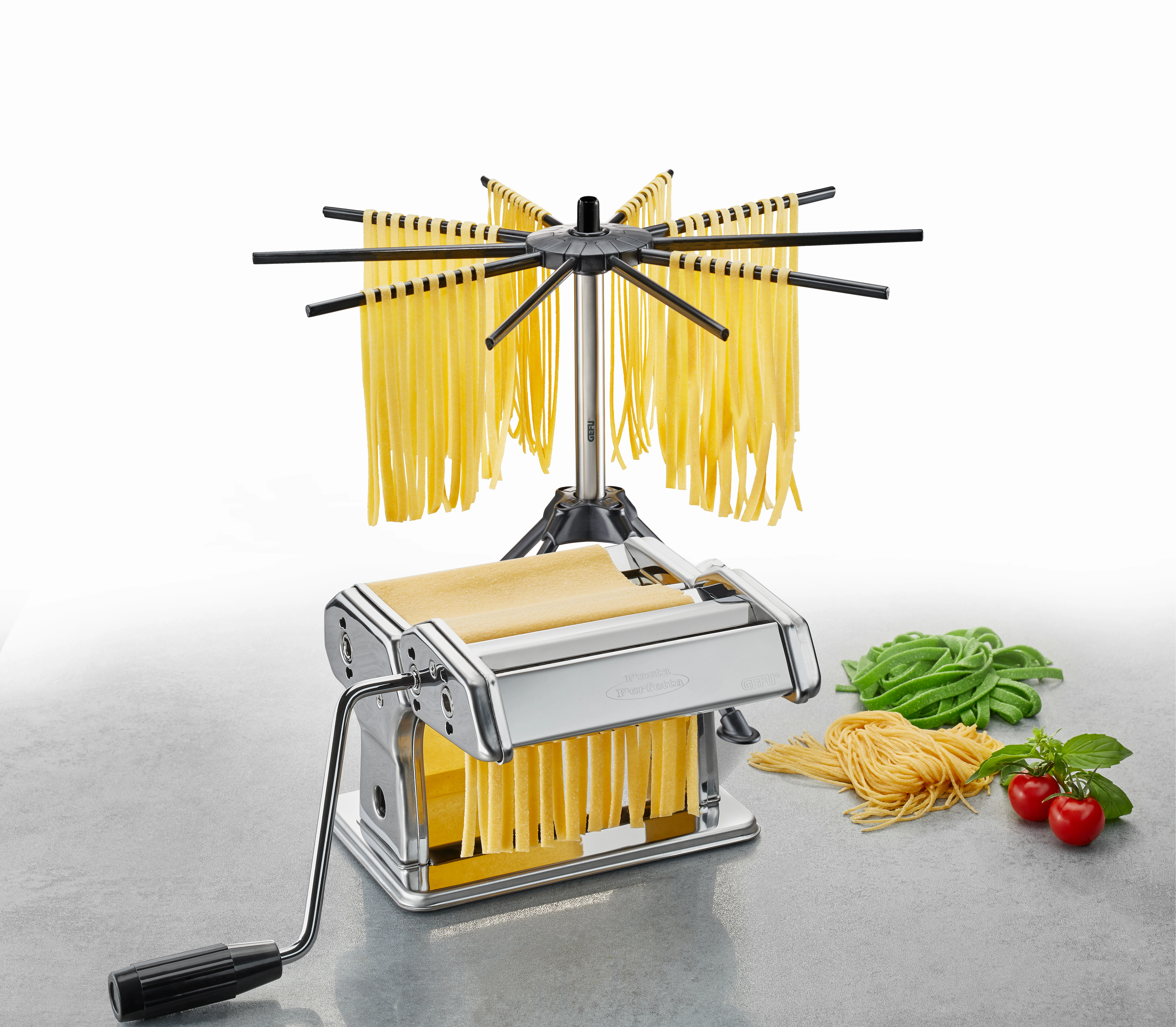 GEFU 2-tlg. Nudelmaschinen Set mit Pastamaschine und Pastatrockner silber günstig online kaufen