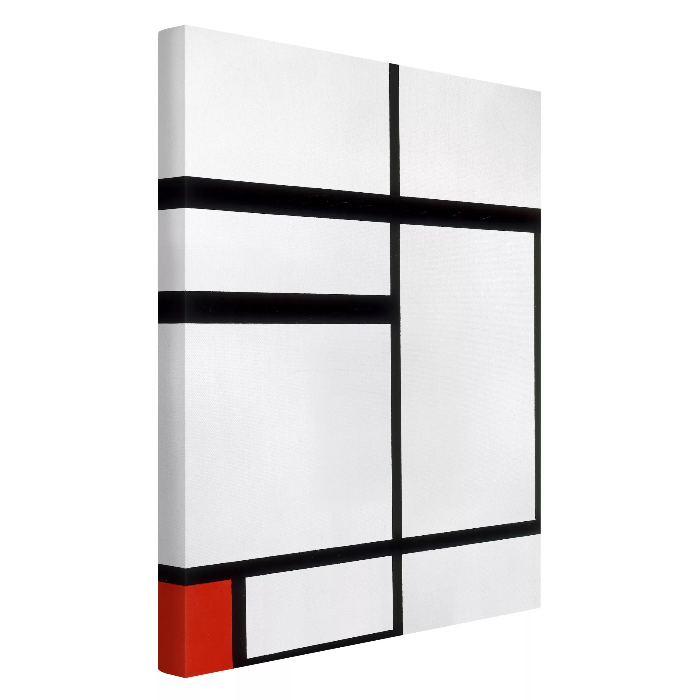 Leinwandbild Kunstdruck - Hochformat Piet Mondrian - Komposition Rot Schwar günstig online kaufen
