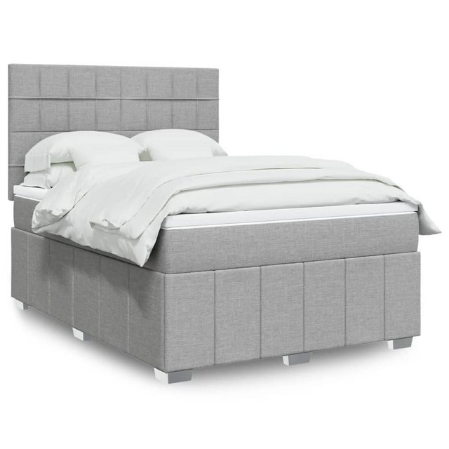 vidaXL Boxspringbett, Boxspringbett mit Matratze Hellgrau 140x200 cm Stoff günstig online kaufen