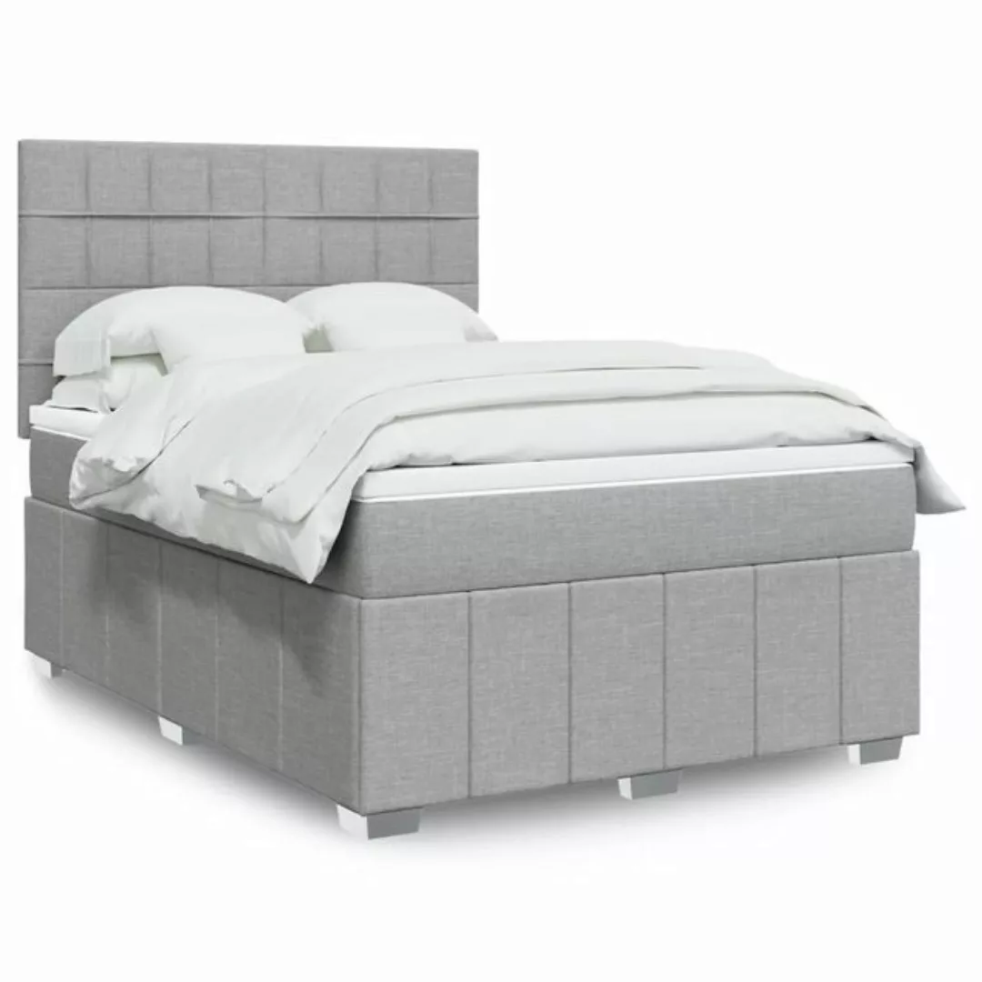 vidaXL Boxspringbett, Boxspringbett mit Matratze Hellgrau 140x200 cm Stoff günstig online kaufen