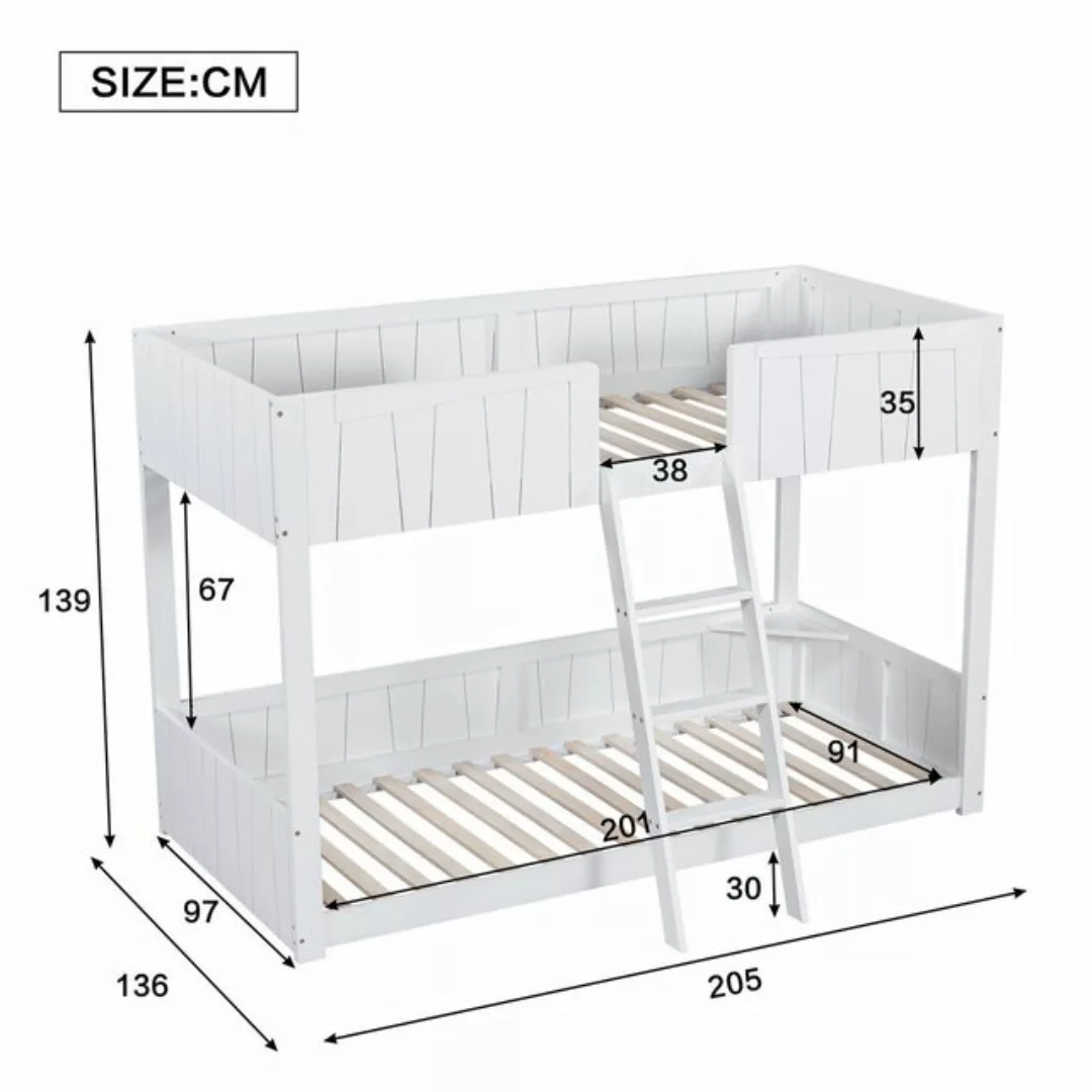 HAUSS SPLOE Etagenbett 90x200 mit offenem Regal, Leiter, Lattenroste, Rahme günstig online kaufen