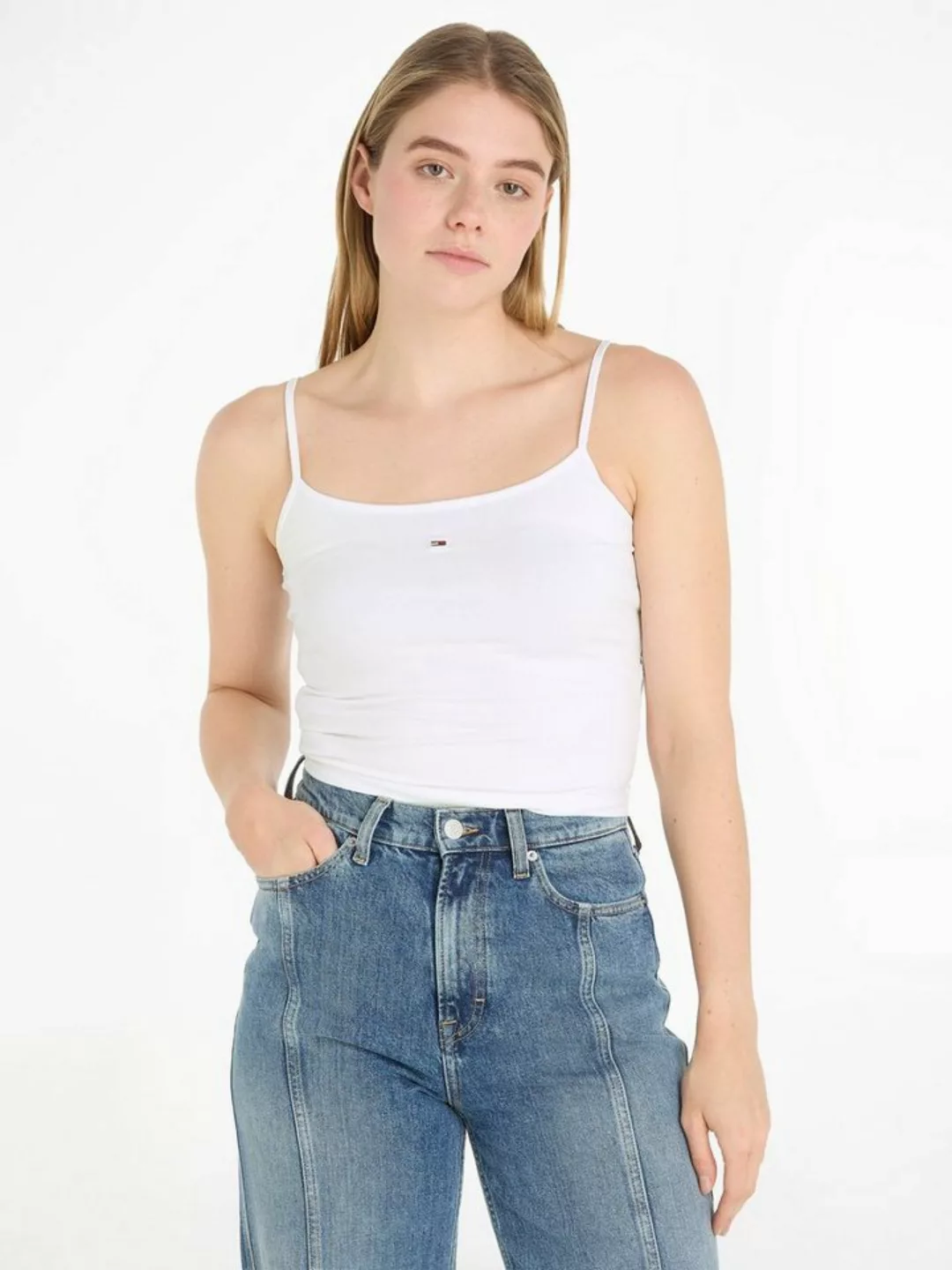 Tommy Jeans Spaghettitop Crop Essential Strap Tank Top, kurz mit verstellba günstig online kaufen