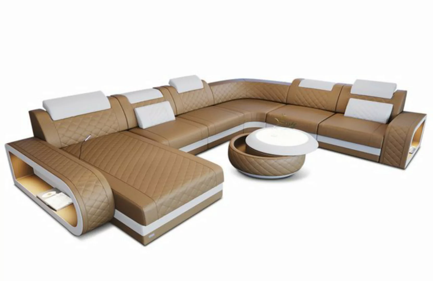 Sofa Dreams Wohnlandschaft Ledersofa Berlin XXL U Form Mini, Deignersofa, m günstig online kaufen