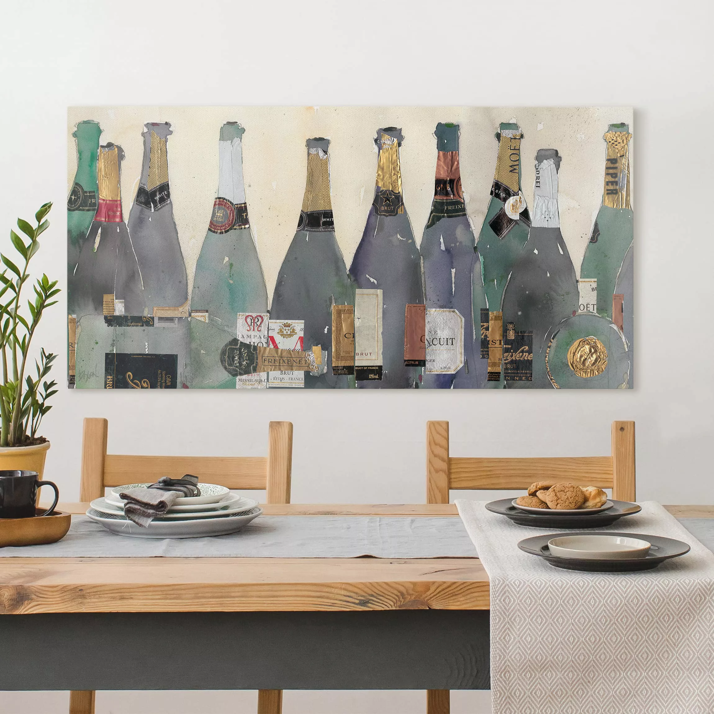 Leinwandbild Küche - Querformat Entkorkt - Champagner günstig online kaufen