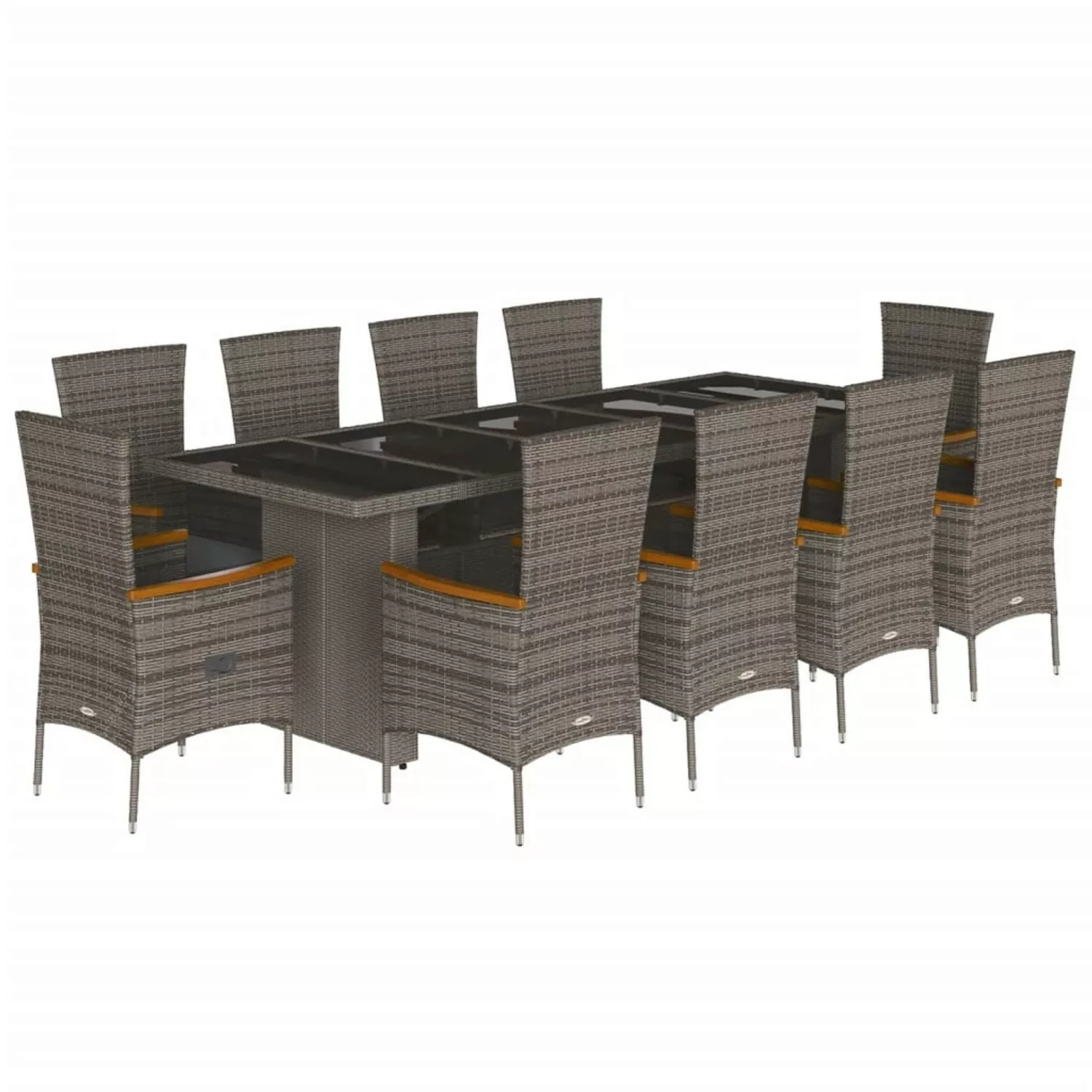 vidaXL 11-tlg Garten-Essgruppe mit Kissen Grau Poly Rattan Modell 17 günstig online kaufen