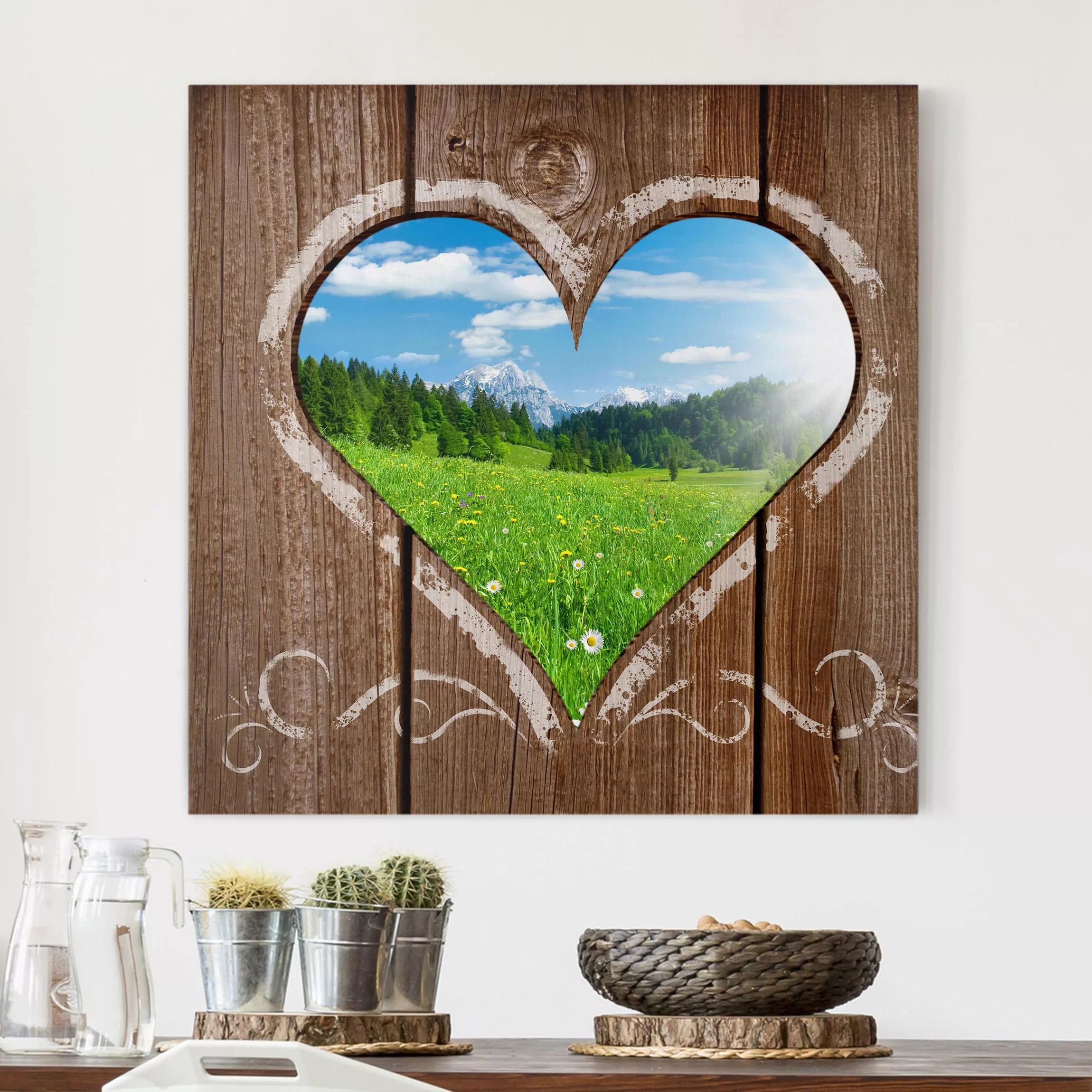 Leinwandbild Liebe - Quadrat Idyllisches Örtchen günstig online kaufen