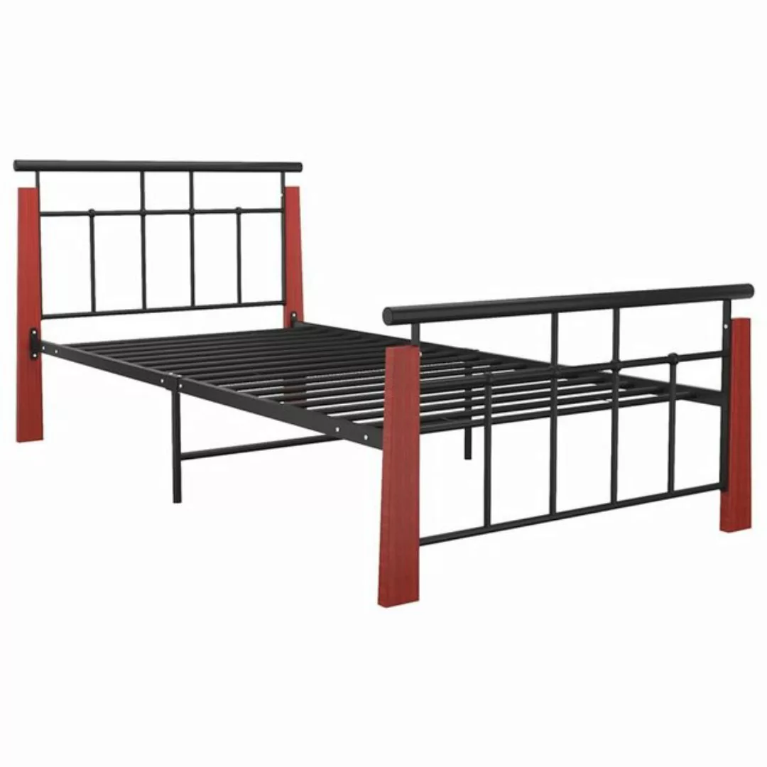 vidaXL Bett Bettgestell Metall und Massivholz Eiche 100x200 cm günstig online kaufen