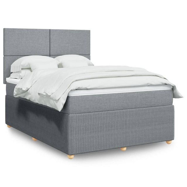 vidaXL Boxspringbett, Boxspringbett mit Matratze Hellgrau 140x190 cm Stoff günstig online kaufen