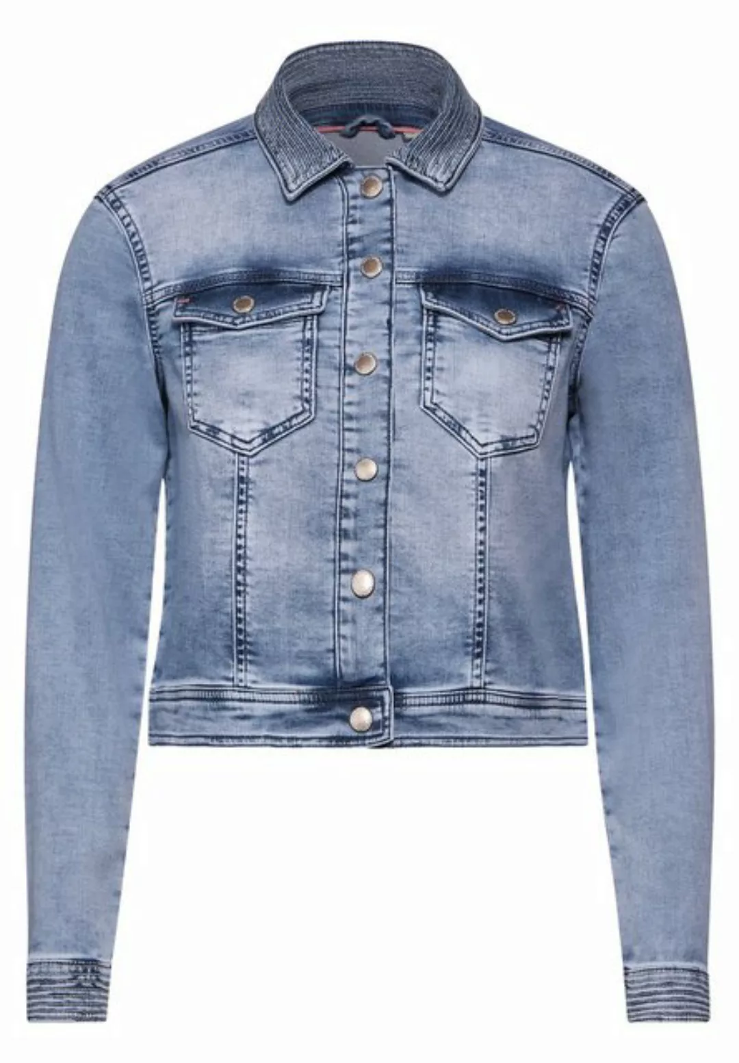Cecil Jeansblazer mit dekorativem Sattelstich am Kragen günstig online kaufen