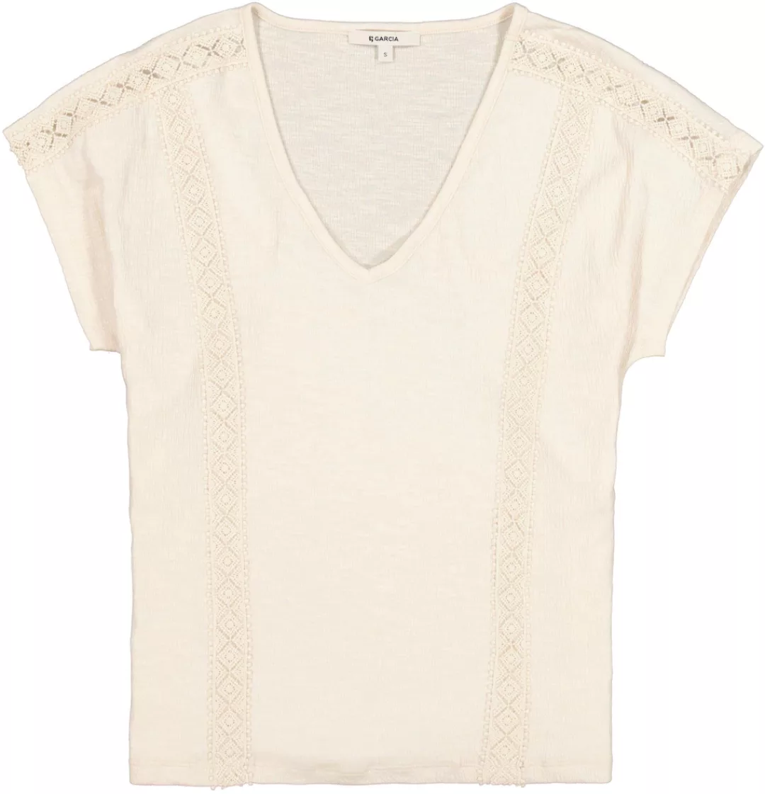 Garcia V-Shirt mit gehäkelten Details günstig online kaufen