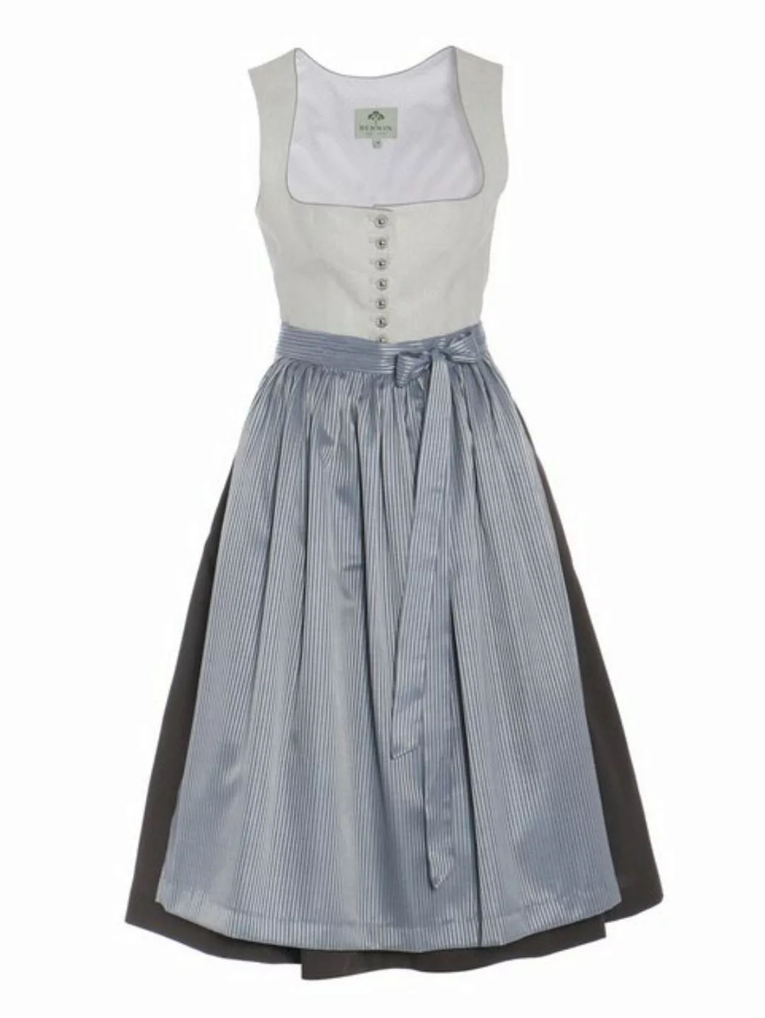 Berwin Dirndl Dirndl mit Leinen-Oberteil und Streifen-Schürze (Einzelstück) günstig online kaufen